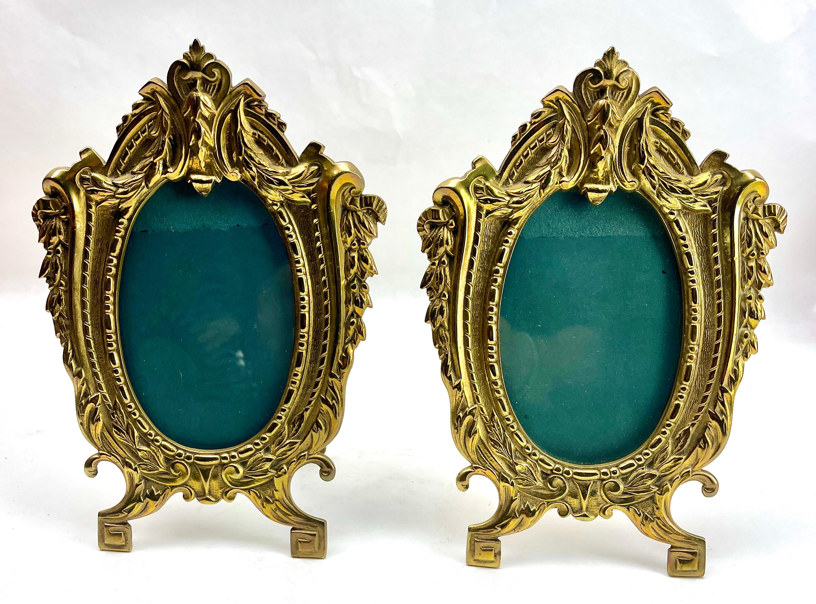Early 20th Century Pair of Picture Frame, Polished Brass, Made by J.H. France, 1900s For Sale