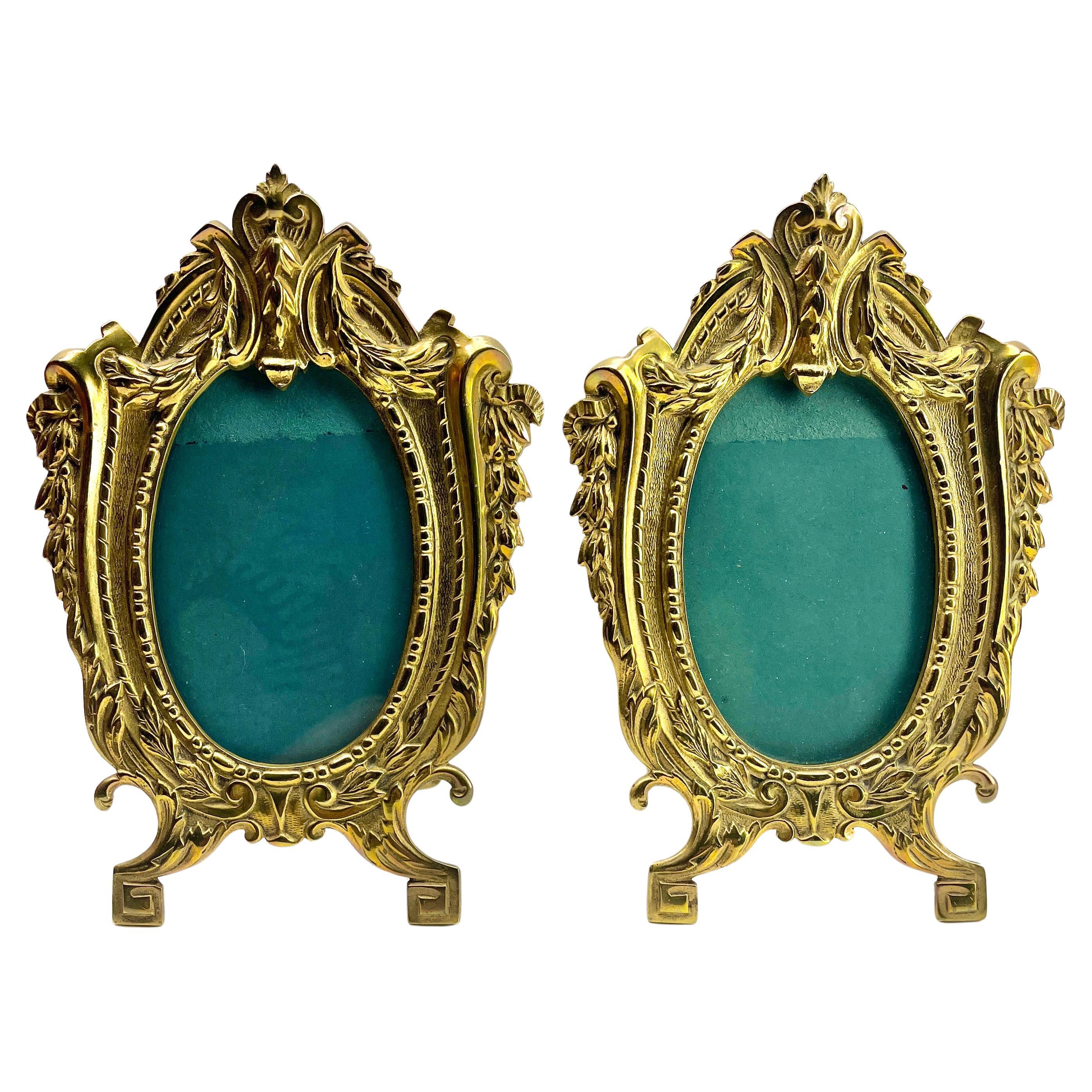 Pair of Picture Frame, Polished Brass, Made by J.H. France, 1900s