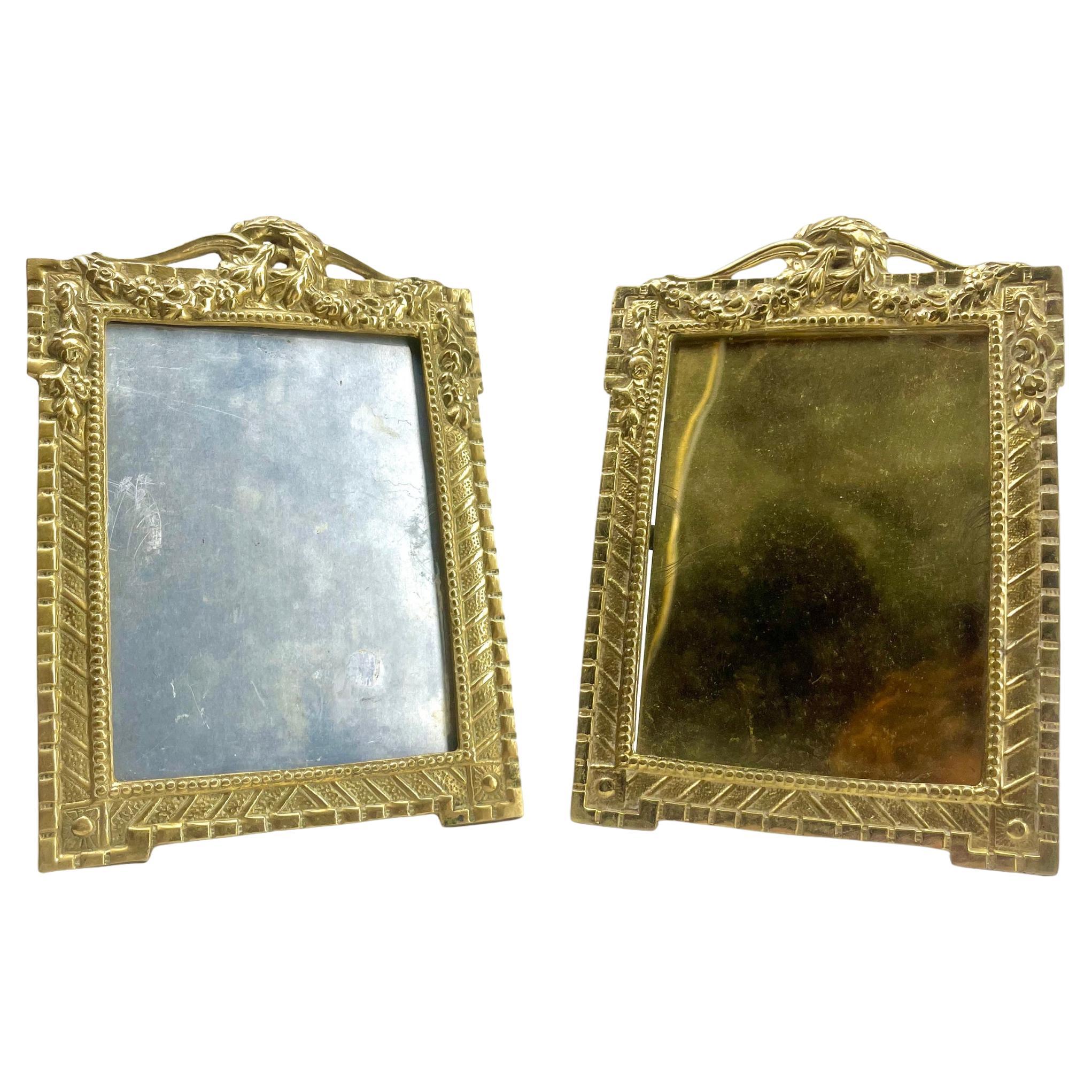 Pair of Picture Frame, Polished Brass, Style of J.H. France, 1900s For Sale