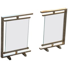 Paar Bilderrahmen aus Goldblech mit drehbarem Glas Italien 1970 Minimal