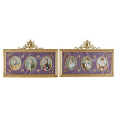 Pair of Picture Frames with Paintings by David, Circa 1810, 19th Century.