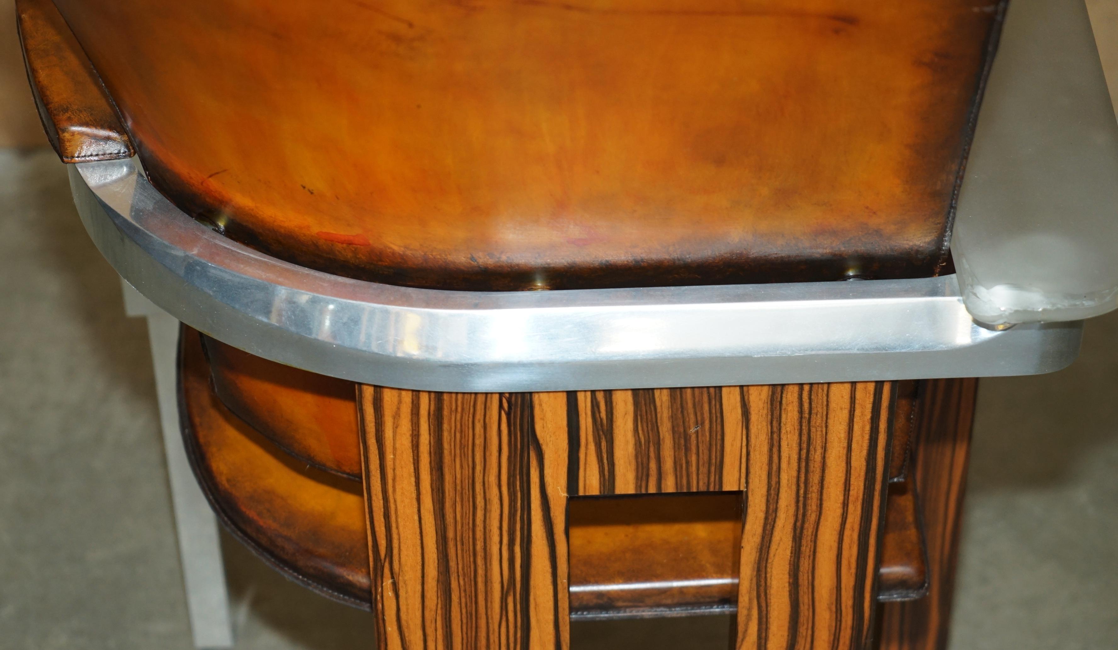PAIR OF PIECE UNIQUE 1970's FRENCH MODERNIST ASYMMETRICAL ZEBRANO WOOD ARMCHAIRS For Sale 5