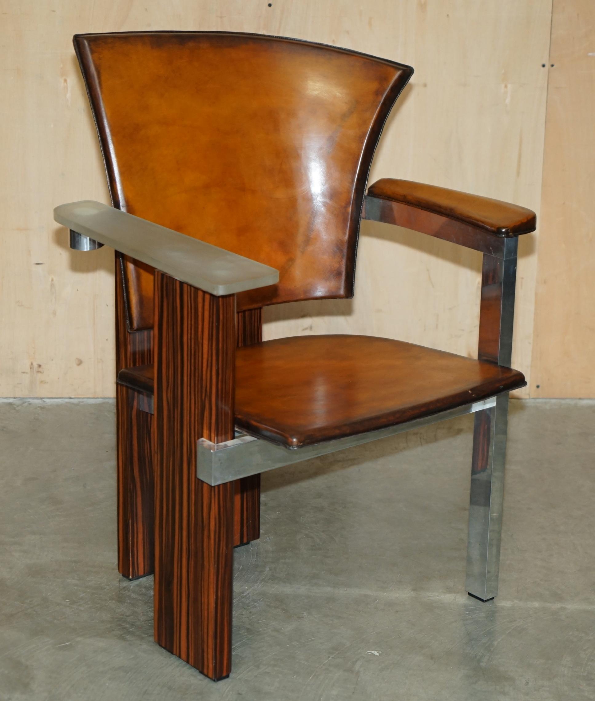 PAIR OF PIECE UNIQUE 1970's FRENCH MODERNIST ASYMMETRICAL ZEBRANO WOOD ARMCHAIRS For Sale 10