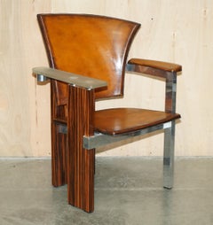 PAIR OF PIECE UNIQUE 1970's FRENCH MODERNIST ASYMMETRICAL ZEBRANO WOOD ARMCHAIRS