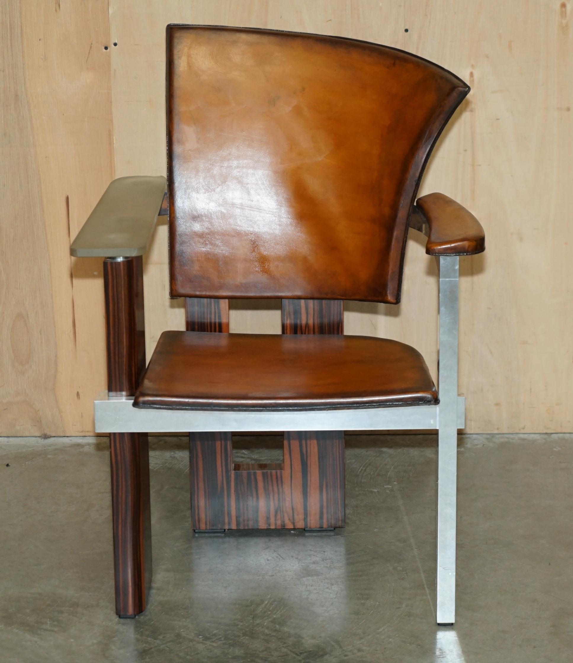 Art Deco PAIR OF PIECE UNIQUE 1970's FRENCH MODERNIST ASYMMETRICAL ZEBRANO WOOD ARMCHAIRS For Sale