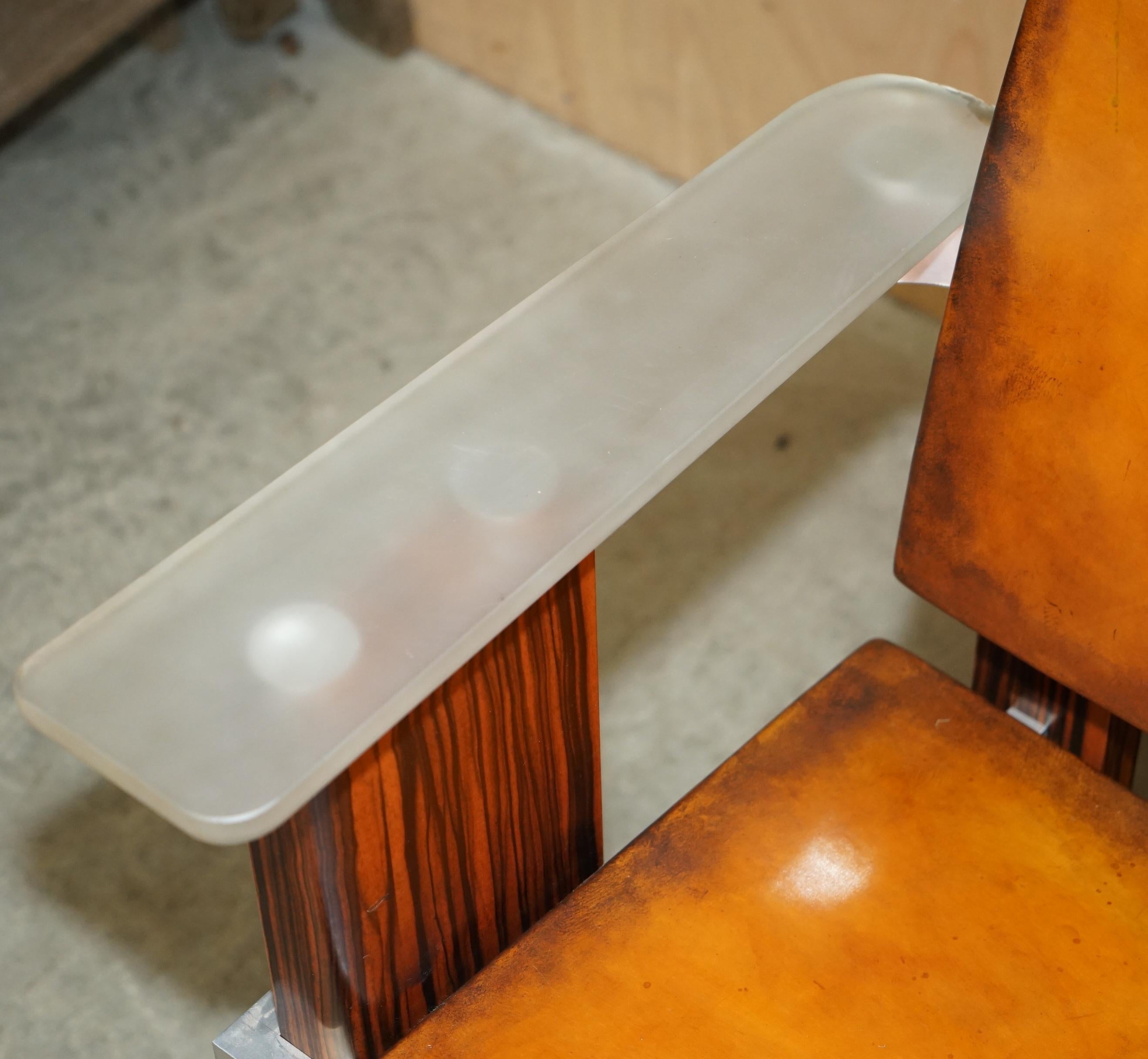 Late 20th Century PAIR OF PIECE UNIQUE 1970's FRENCH MODERNIST ASYMMETRICAL ZEBRANO WOOD ARMCHAIRS For Sale