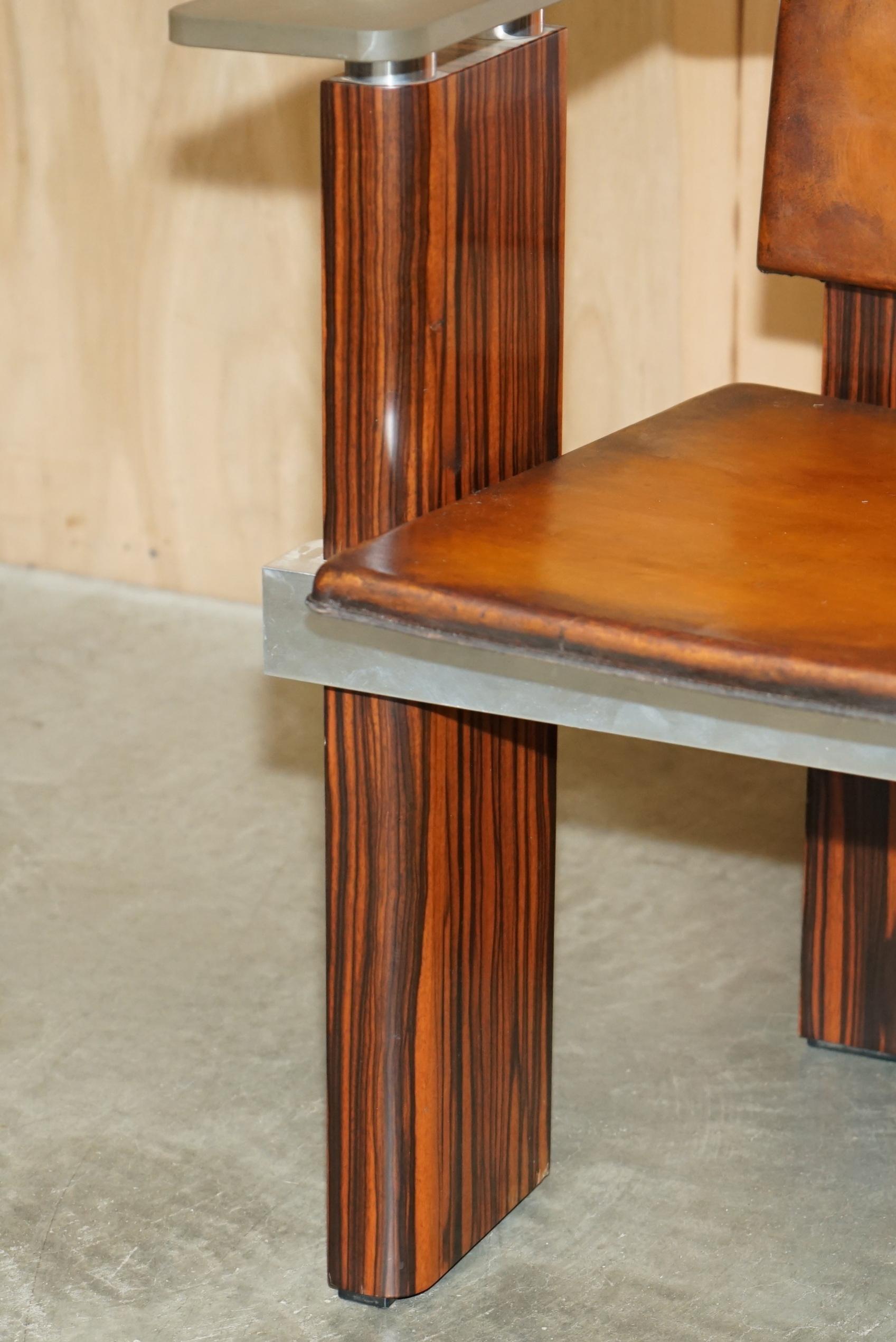 PAIR OF PIECE UNIQUE 1970's FRENCH MODERNIST ASYMMETRICAL ZEBRANO WOOD ARMCHAIRS For Sale 1