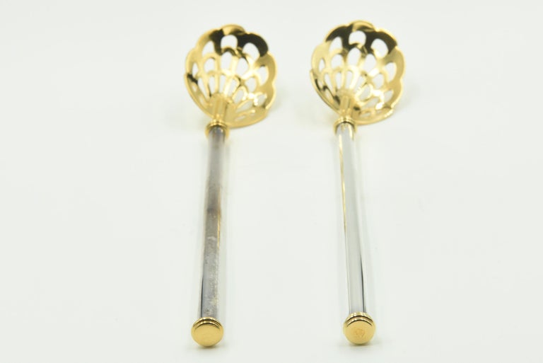 Pair of Pierced Caviar Serving Spoons by Petrossian at 1stDibs