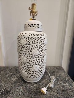 Pair of Pierced Enamel Lamp Bases