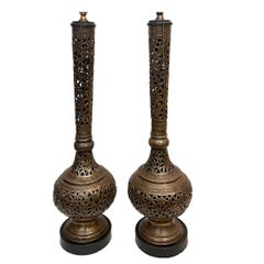 Pair of Pierced Moroccan Lamps