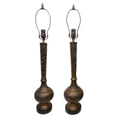 Vintage Pair of Pierced Moroccan Lamps