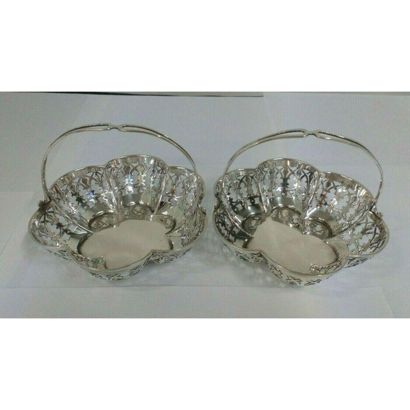 Pair of Pierced Sterling Silver Bonbon Dishes by James Deakin & Sons For Sale 2