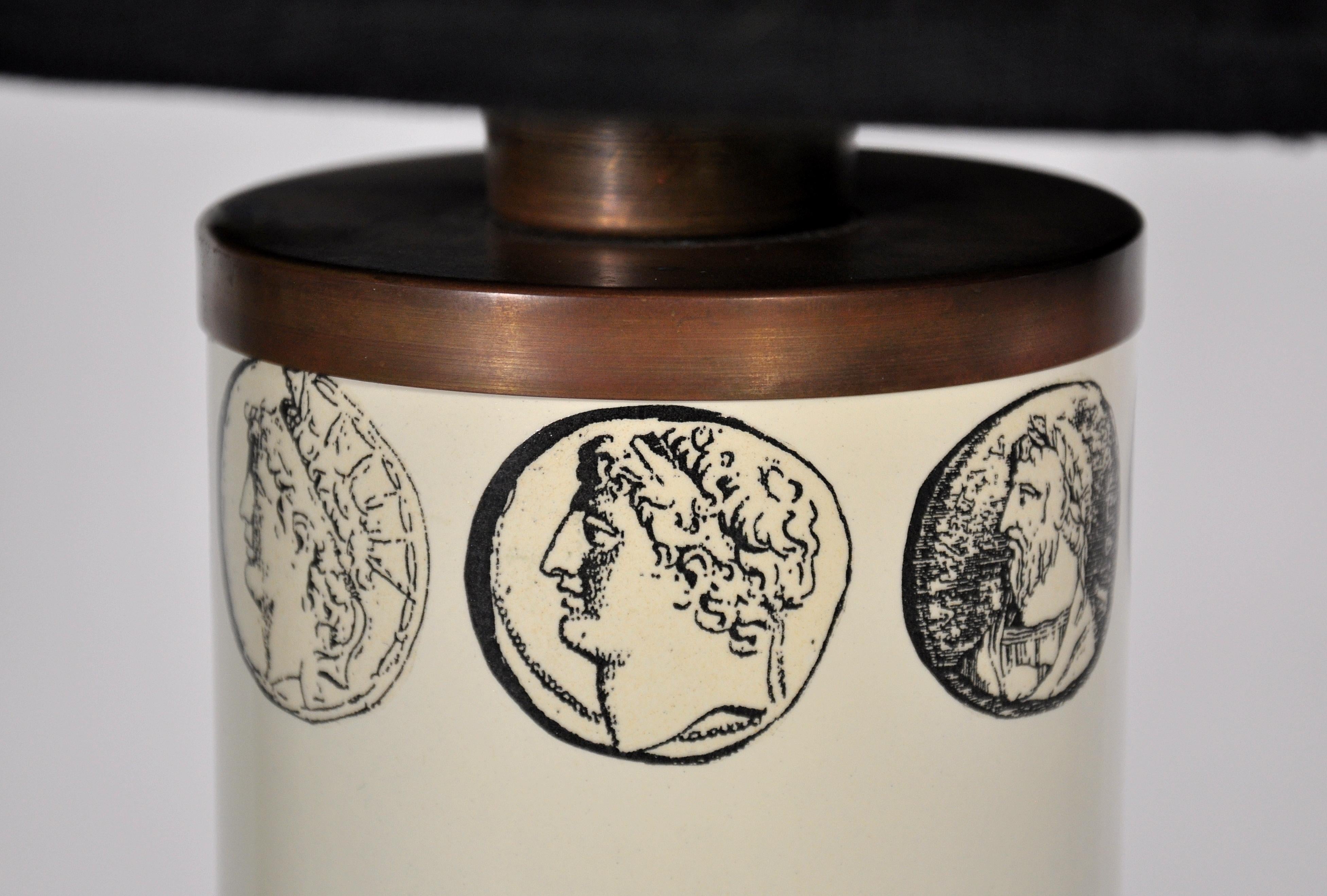 Pair of Piero Fornasetti Cammei Table Lamps In Good Condition For Sale In Miami, FL