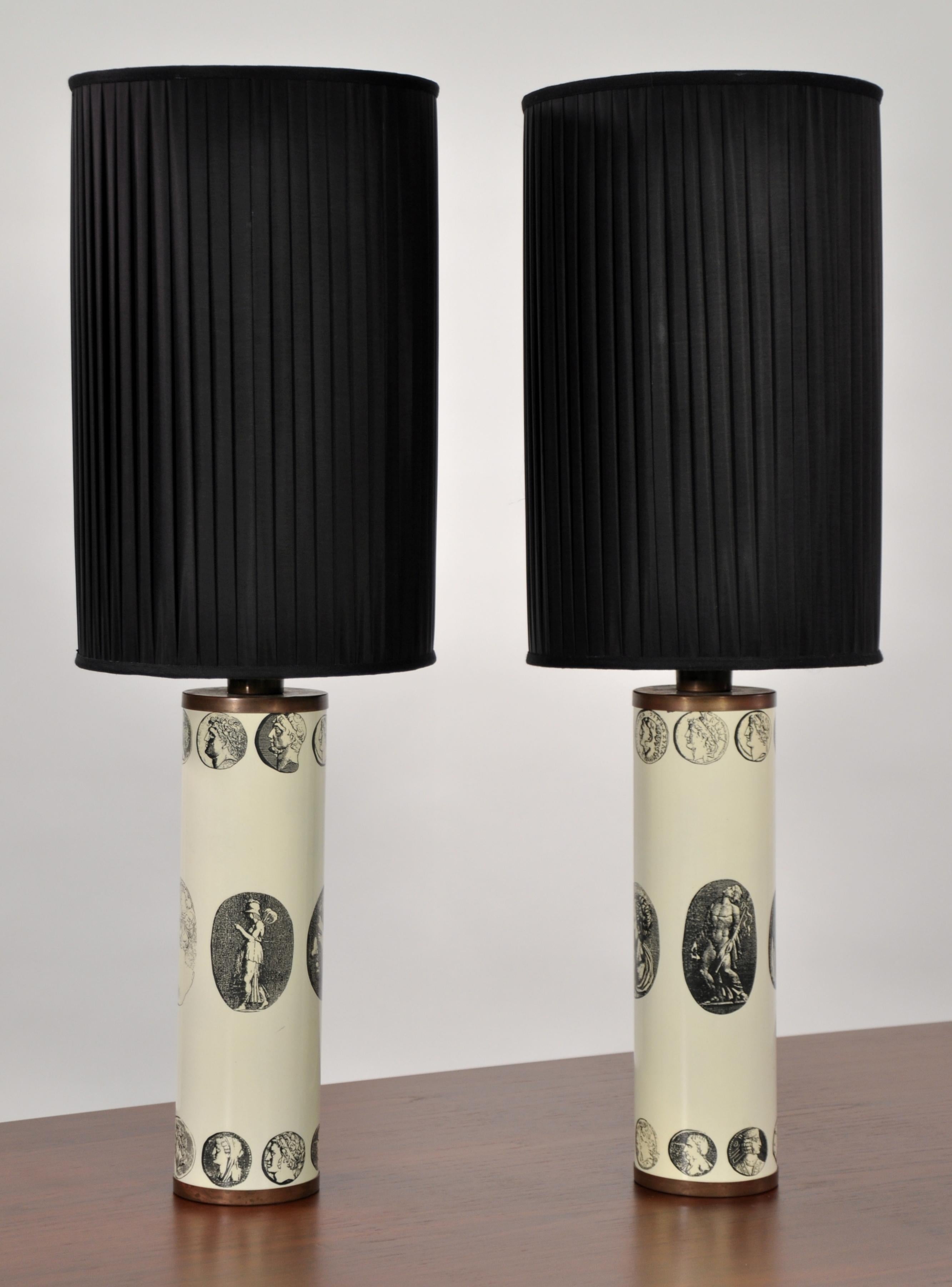 Pair of Piero Fornasetti Cammei Table Lamps For Sale 2