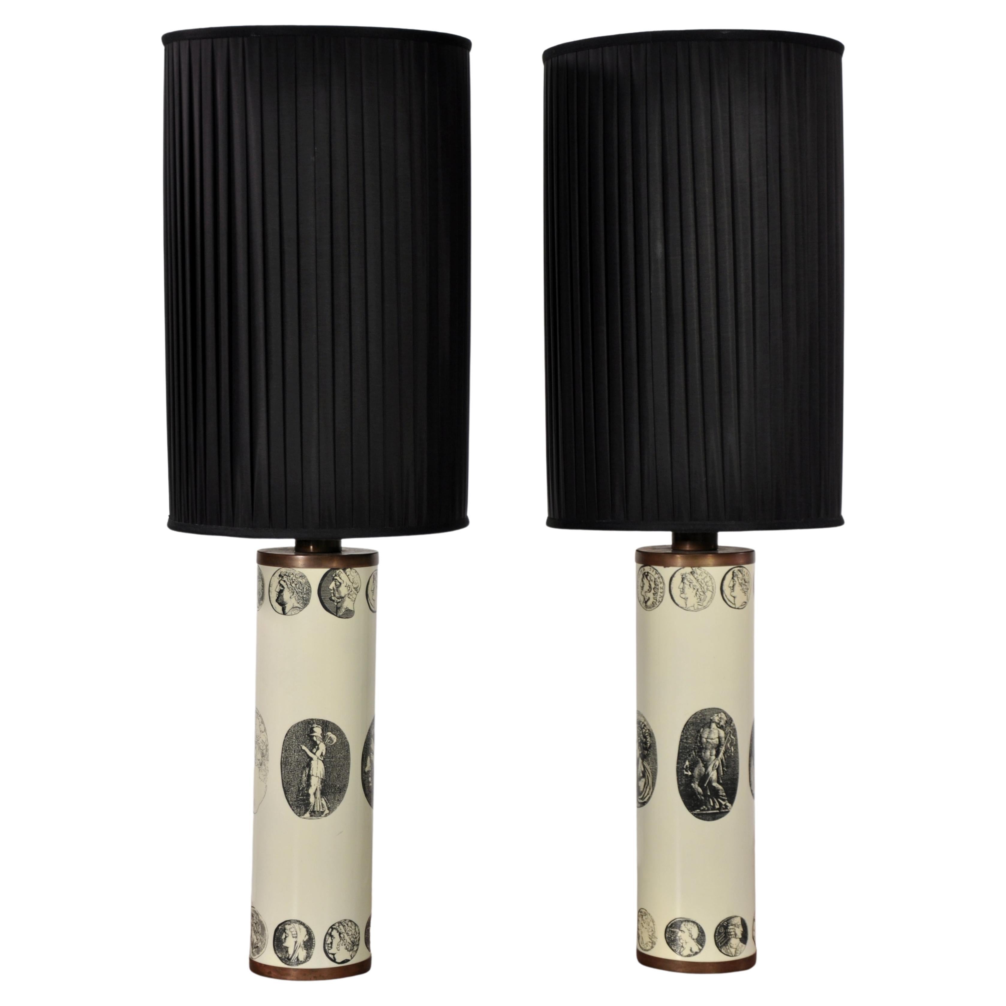 Pair of Piero Fornasetti Cammei Table Lamps