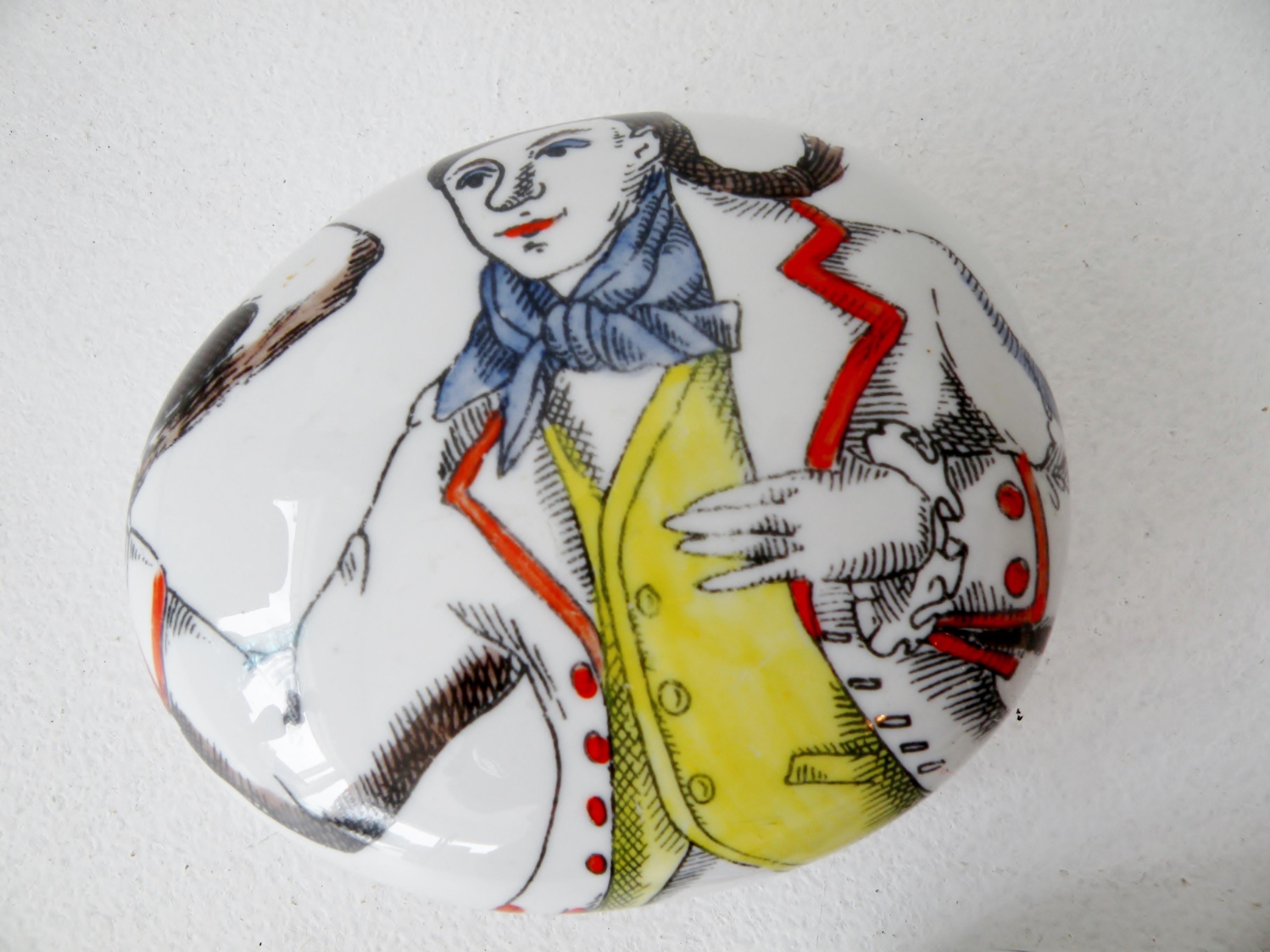 Pair of Piero Fornasetti Italy Porcelain Pebble Paperweights In Good Condition For Sale In Denver, CO