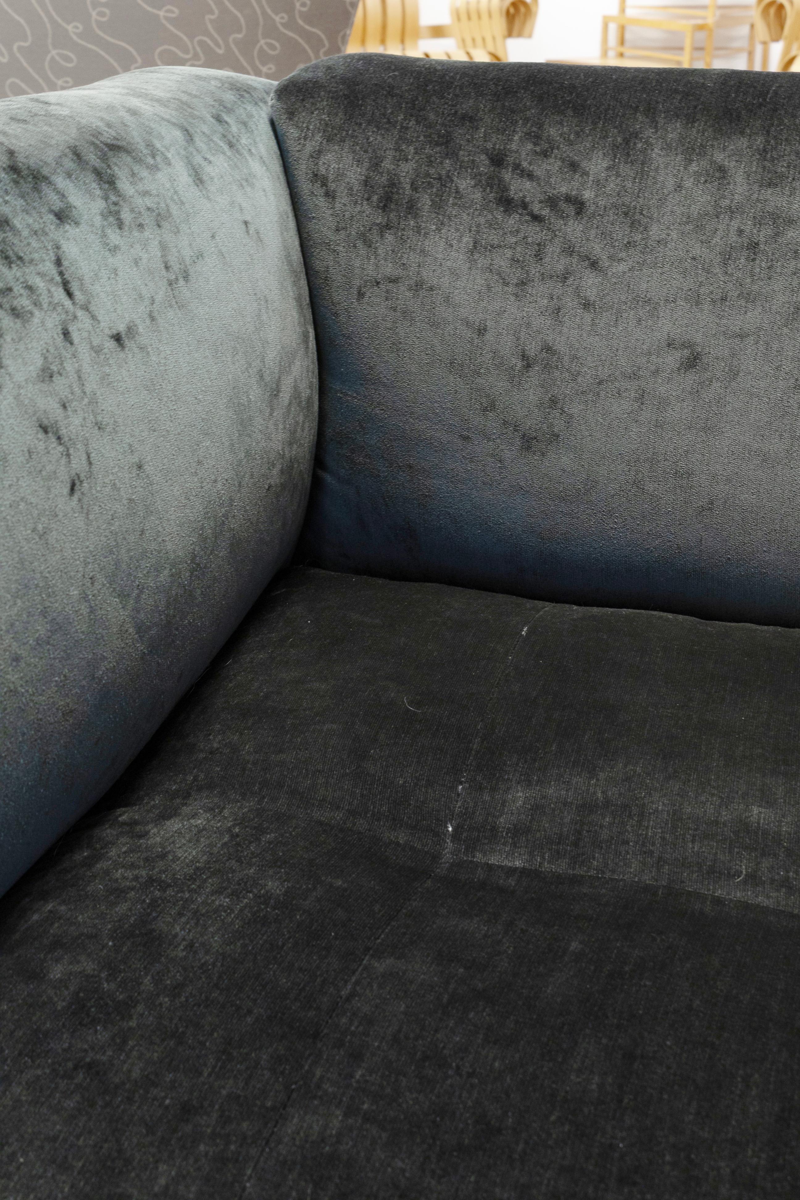Paire de chaises longues en daim bleu et acier 