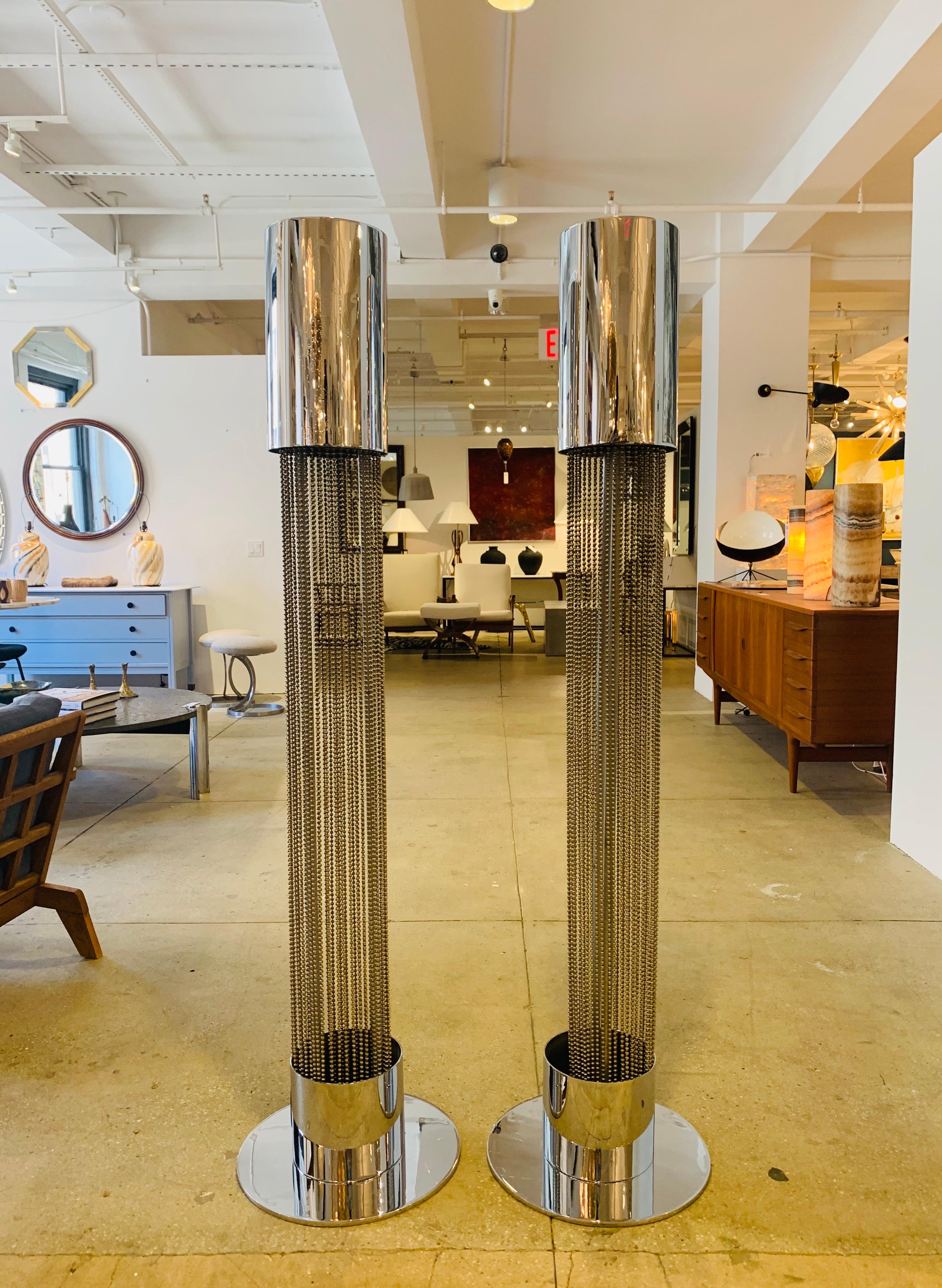 Chrome Pair of Pierre Cardin 1970s High Style Floor Lamps For Sale
