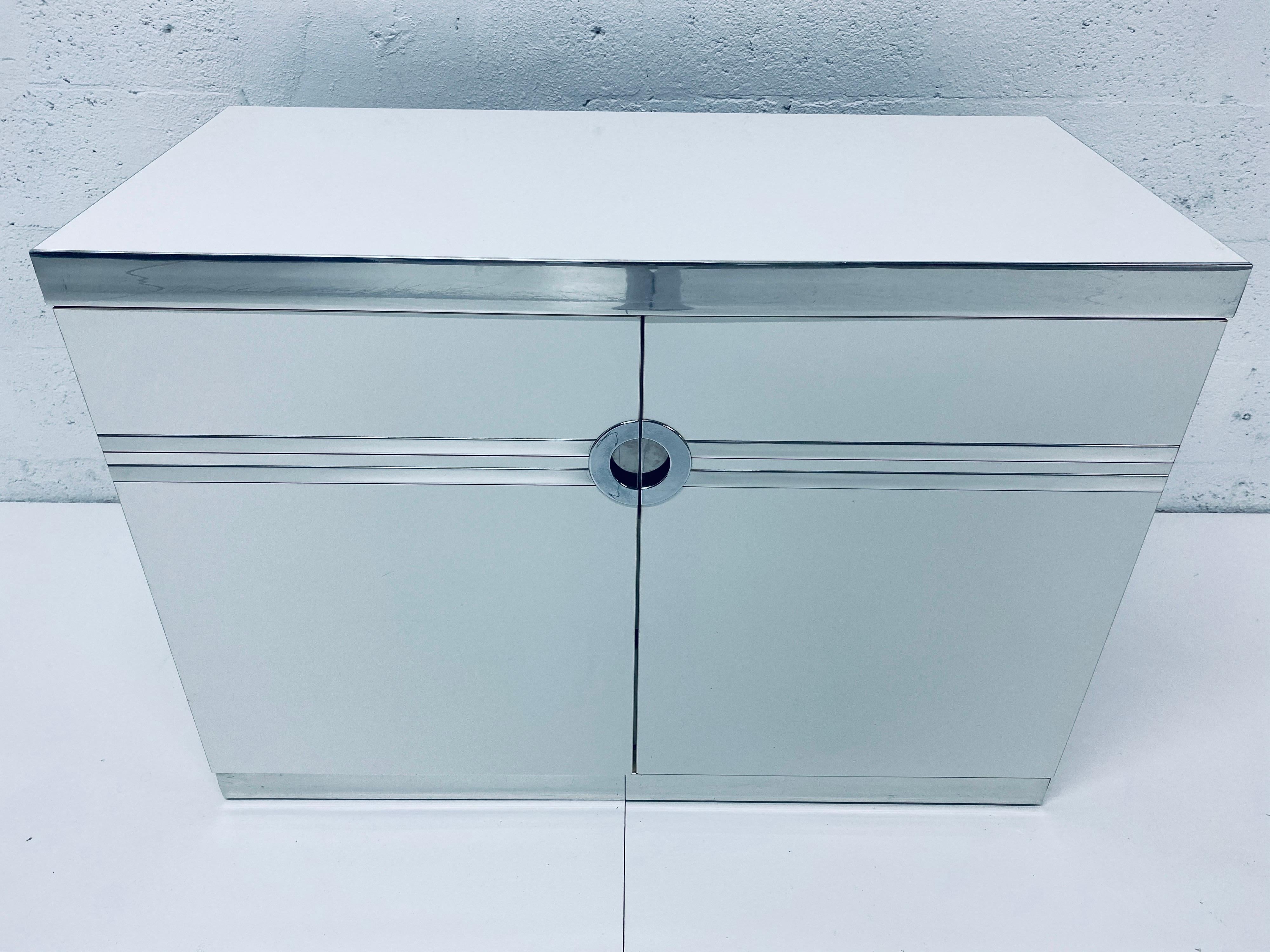 Pair of Pierre Cardin White and Chrome Nightstands or Dressers for Dillingham For Sale 6