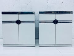 Pair of Pierre Cardin White Lacquer Veneer and Chrome Nightstands for Dillingham