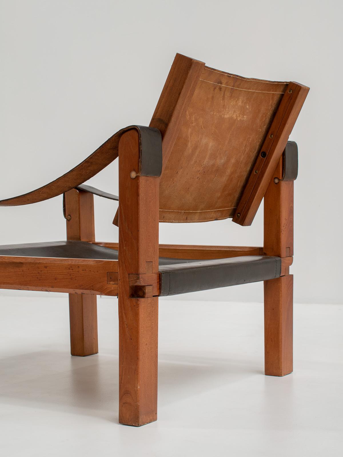 Leather Pair of Pierre Chapo S10 Lounge Chairs, France, 1960s For Sale