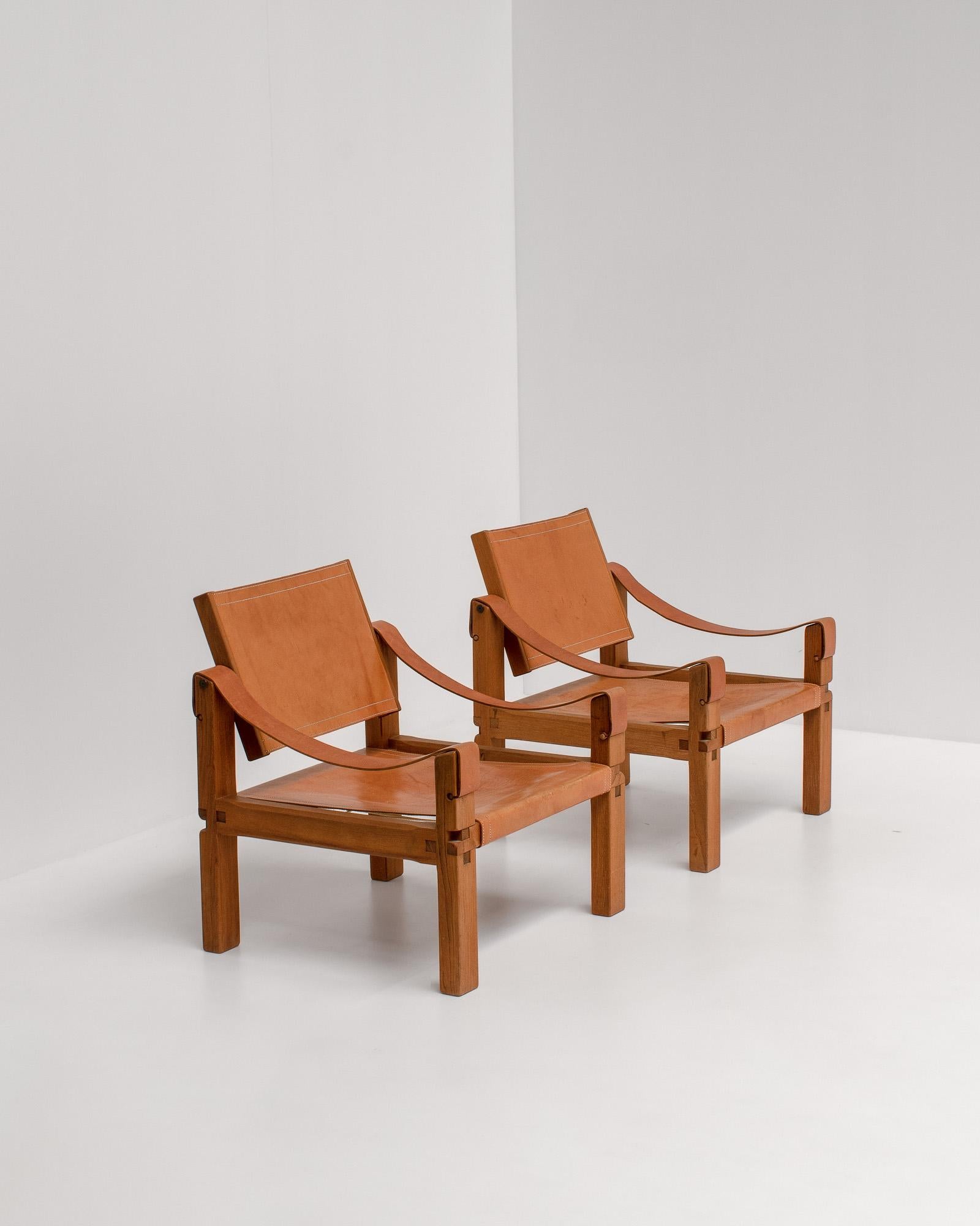 Mid-Century Modern Pair of Pierre Chapo S10 Sahara Lounge Chairs, France, 1960s