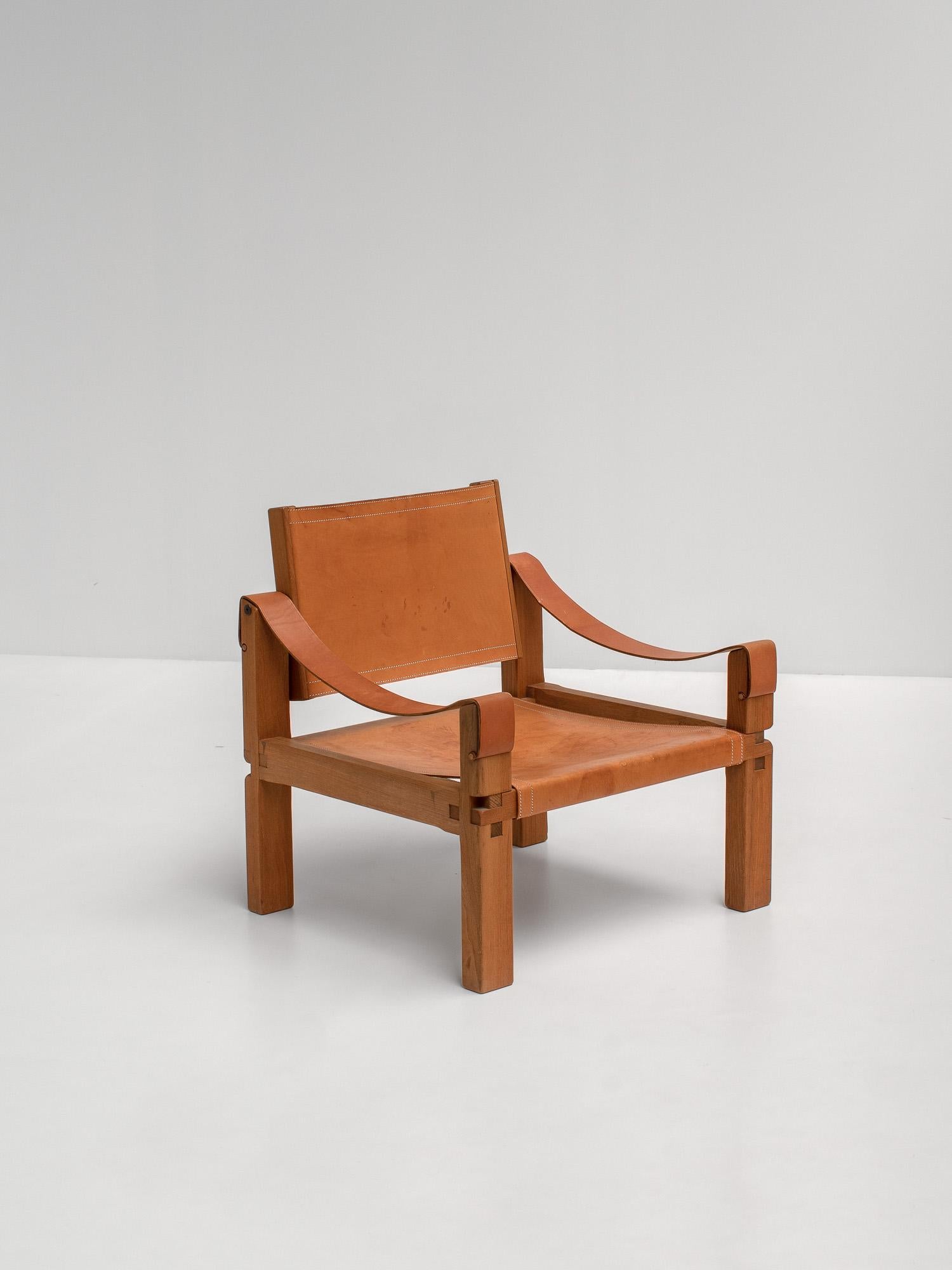 French Pair of Pierre Chapo S10 Sahara Lounge Chairs, France, 1960s