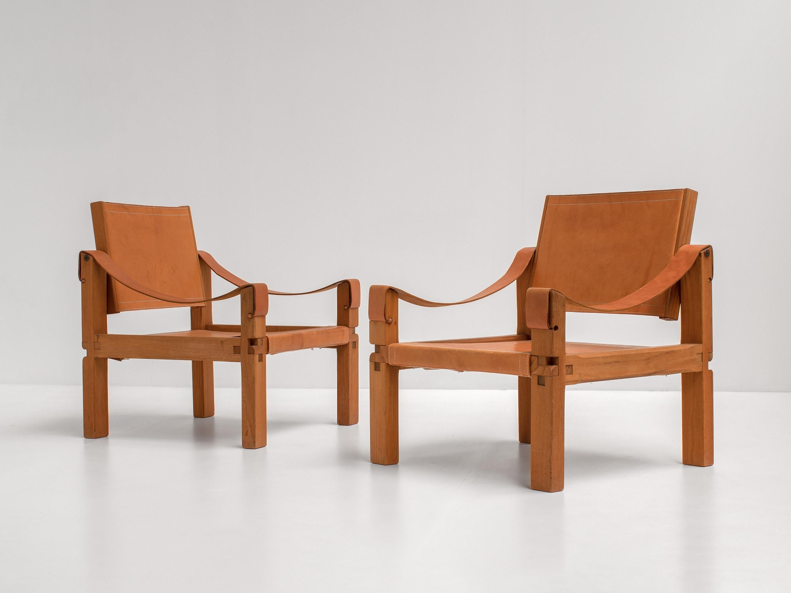 Pair of Pierre Chapo S10 Sahara Lounge Chairs, France, 1960s 2