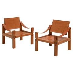 Pair of Pierre Chapo S10 Sahara Lounge Chairs, France, 1960s