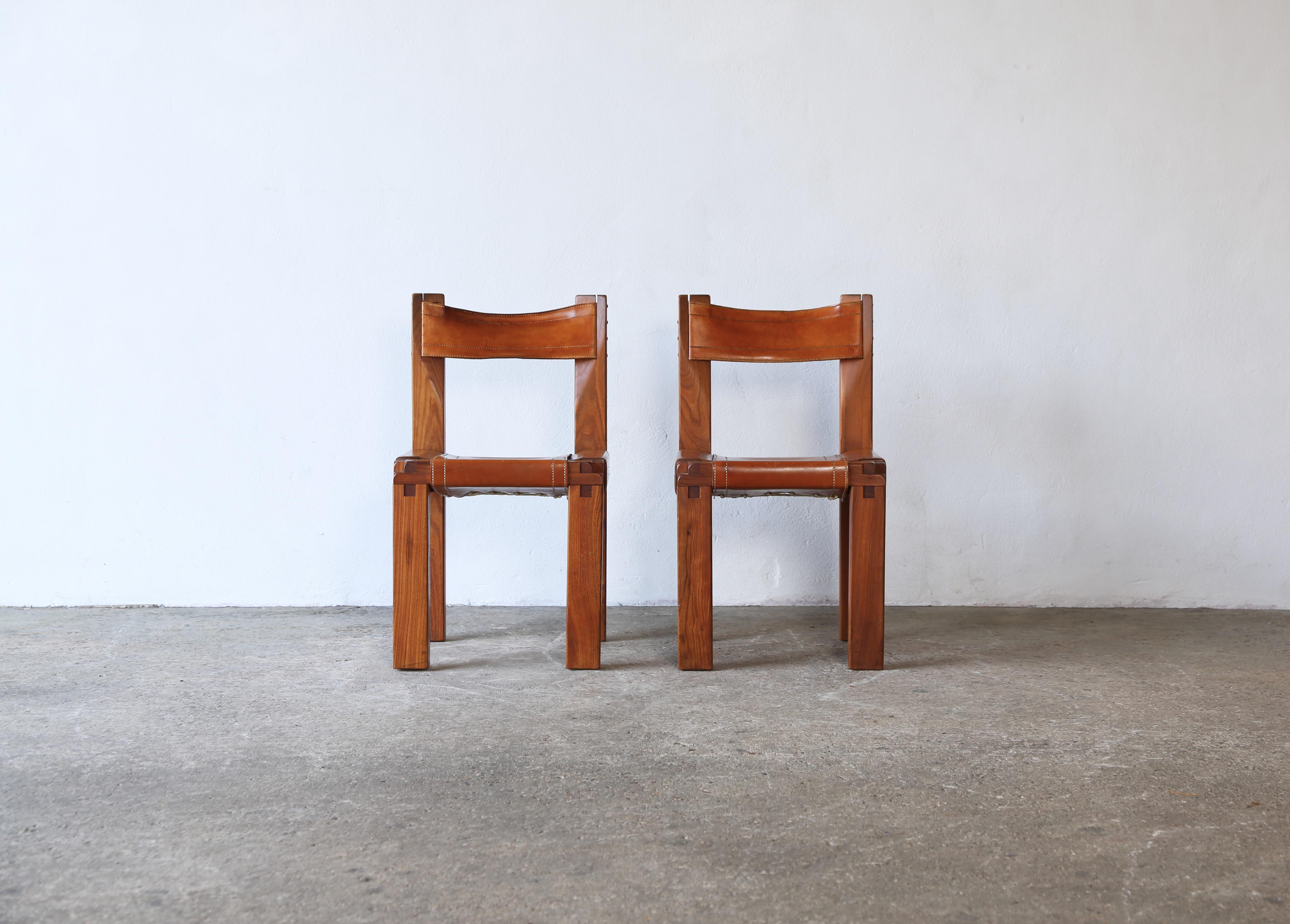 Mid-Century Modern Paire de chaises Pierre Chapo S11, France, années 1960/70