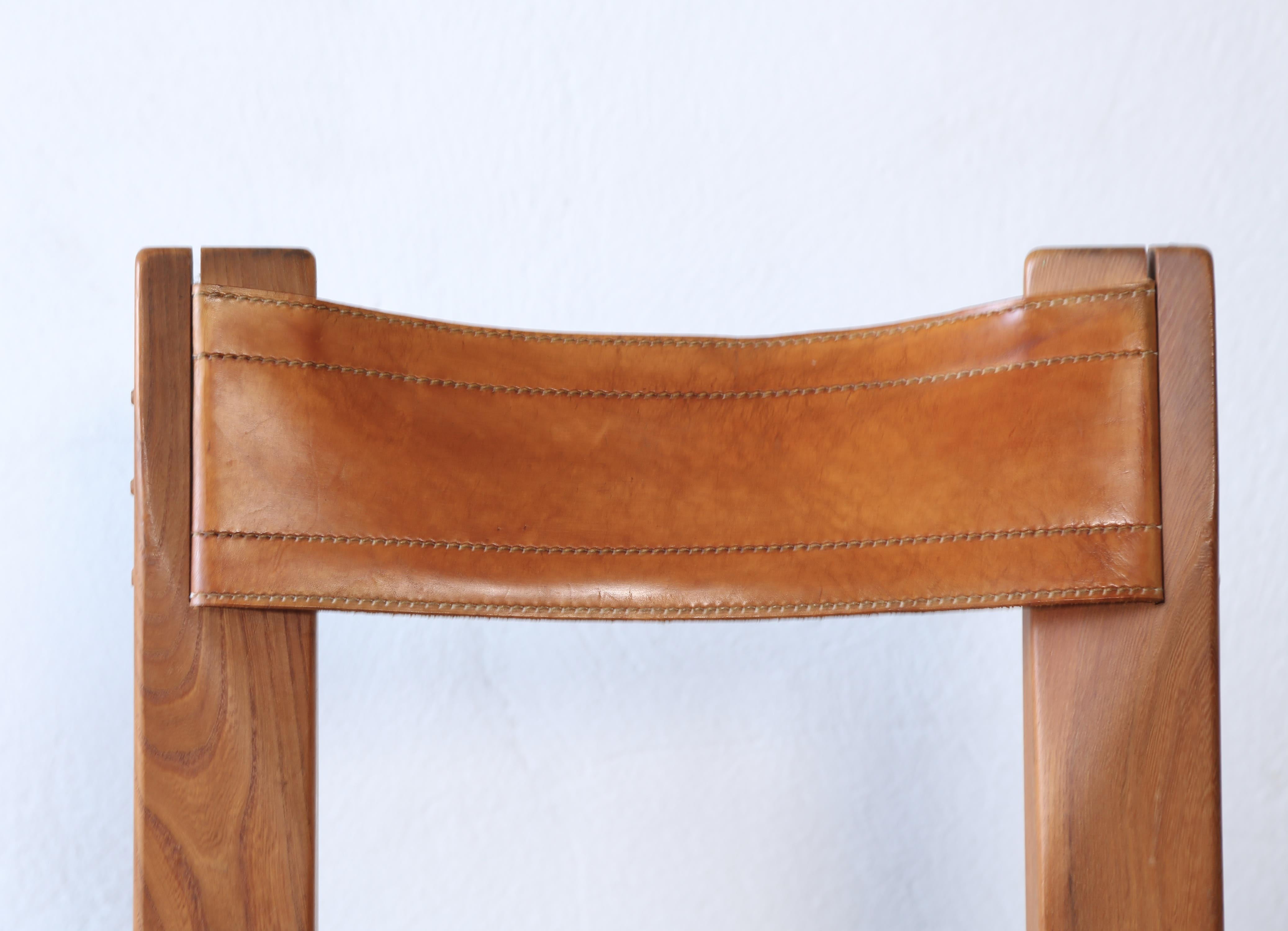 Leather Pair of Pierre Chapo S11 Chairs, France, 1960s/70s For Sale
