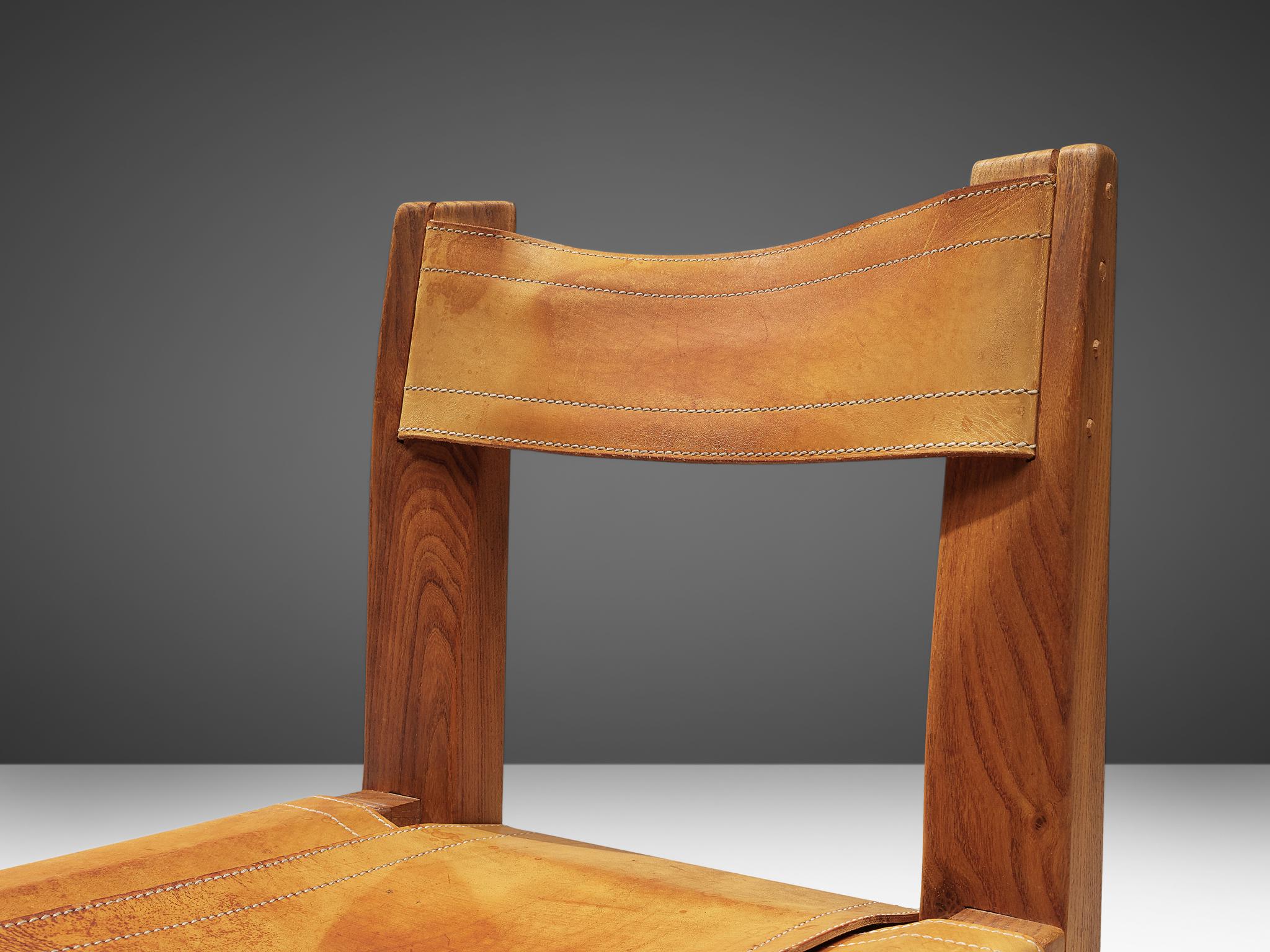 Pair of Pierre Chapo 'S11' Chairs in Cognac Leather 6