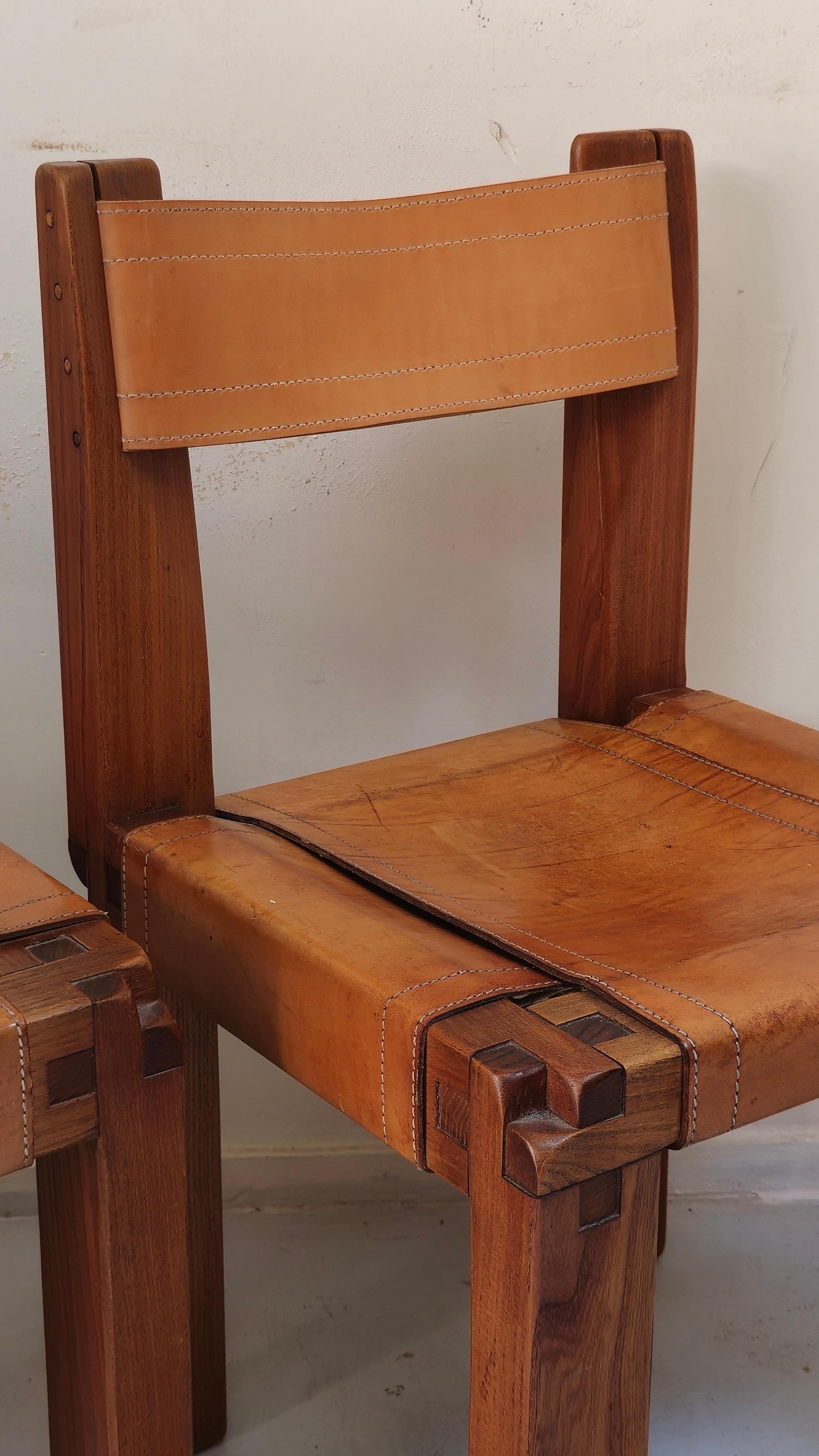 Paar Pierre Chapo S11-Stühle aus Ulme und Leder, Frankreich, 1960er Jahre im Angebot 3