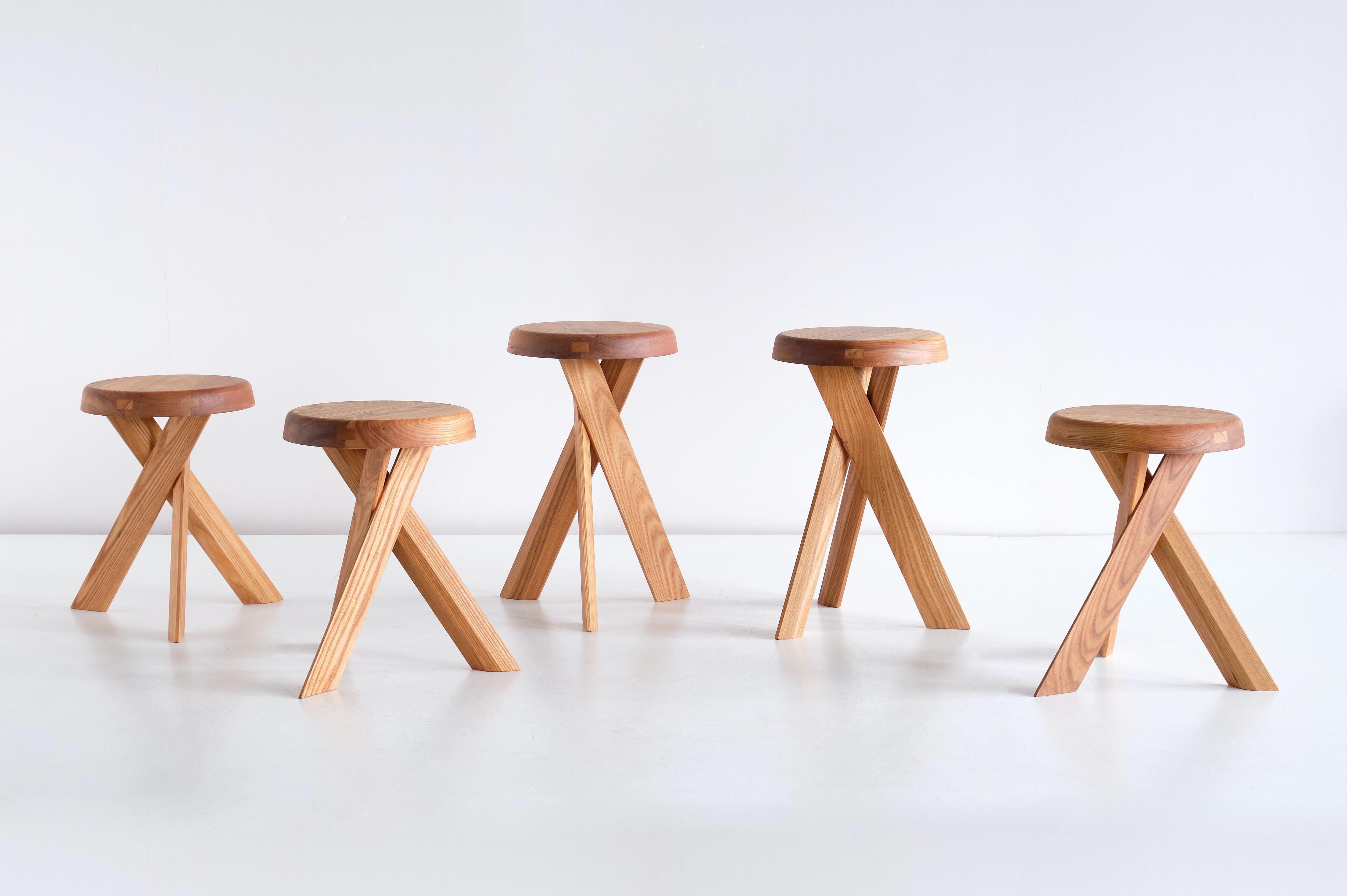 Pierre Chapo S31B Stool in Solid Elm, Chapo Creation, France 3