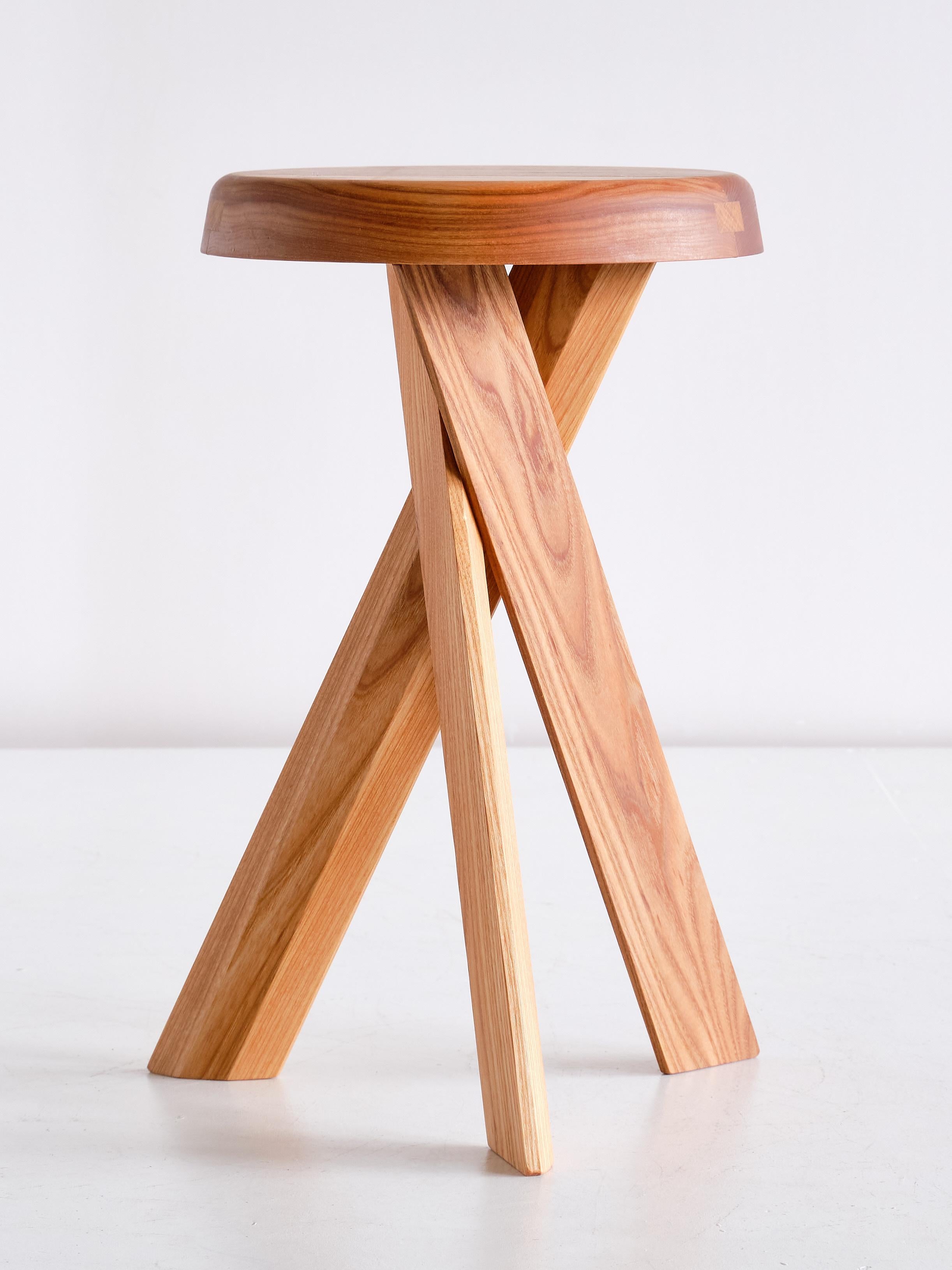 Contemporary Pierre Chapo S31B Stool in Solid Elm, Chapo Creation, France