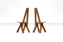Pair of Pierre Chapo S45 Chairs in Solid Elm, France, 1970s