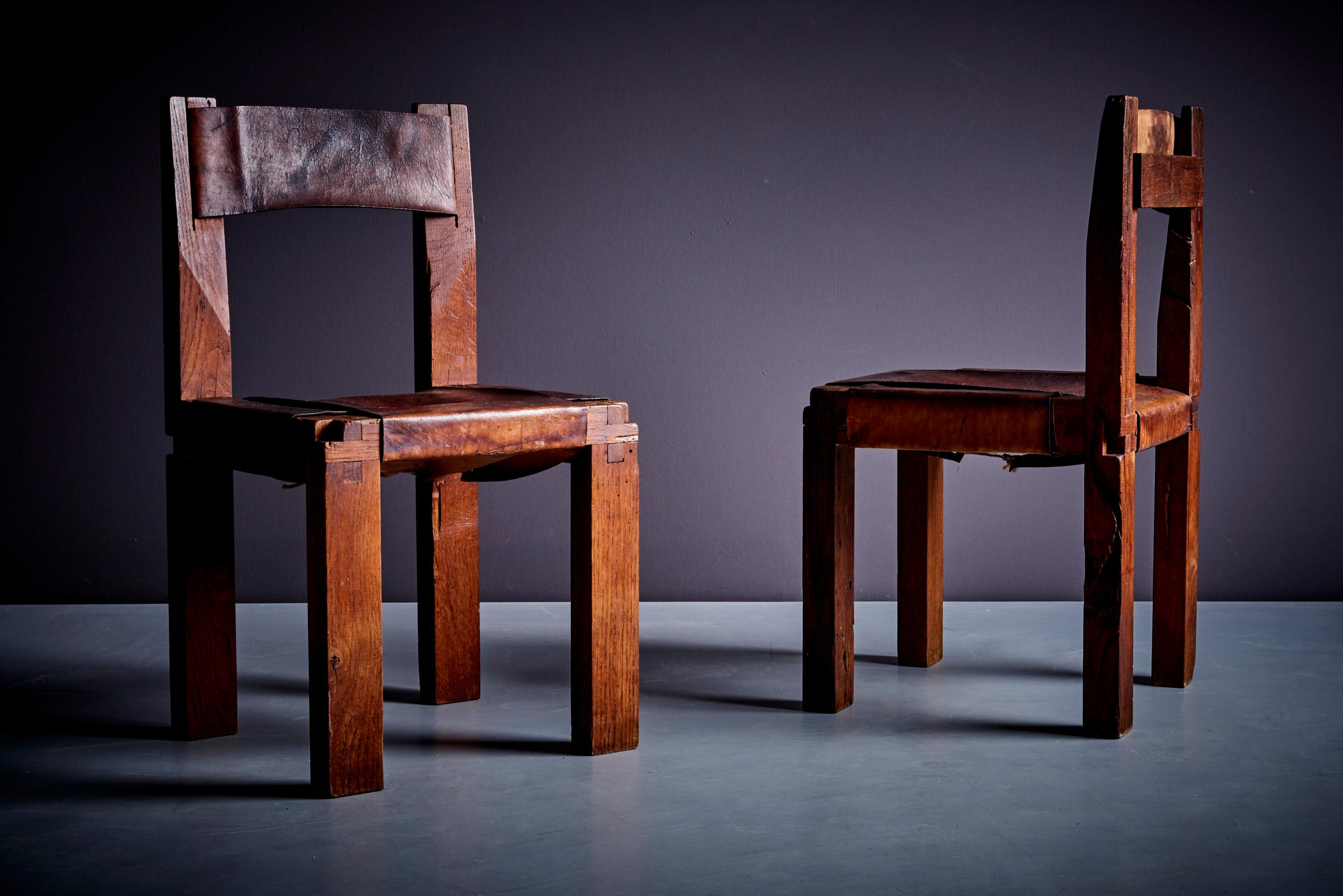 Mid-Century Modern Paire de chaises d'appoint Pierre Chapo S11 en chêne France - années 1960 en vente