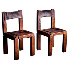 Vintage Pair of Pierre chapo Side Chairs S11 in oak France - 1960s