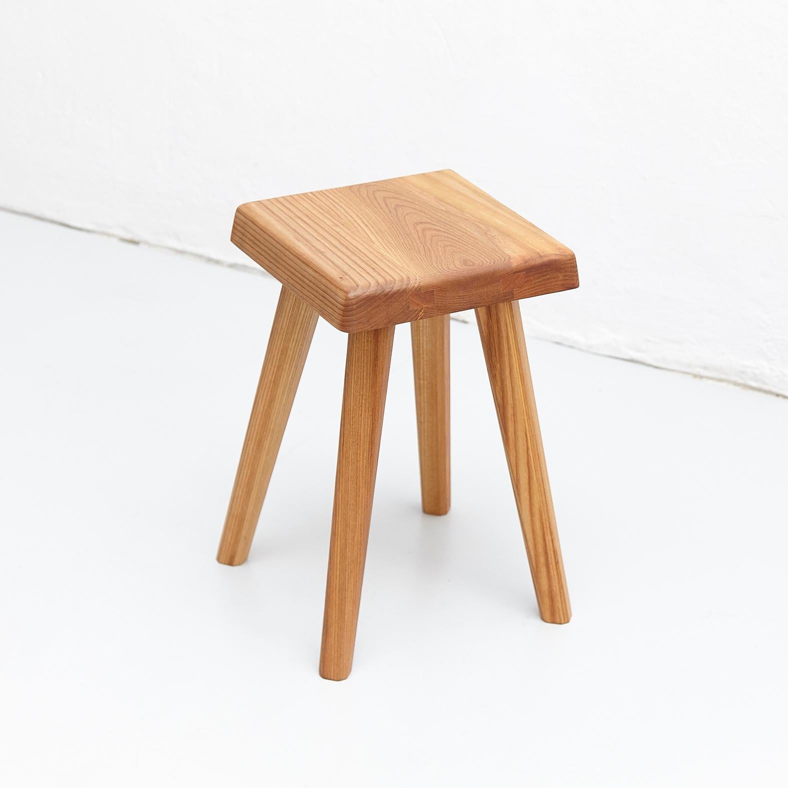 Pair of Pierre Chapo Solid Elm Stools 8