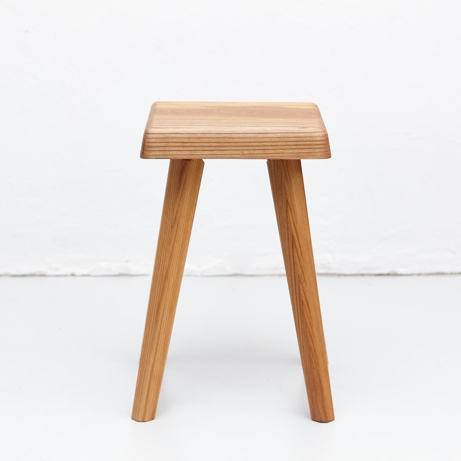 Pair of Pierre Chapo Solid Elm Stools 9