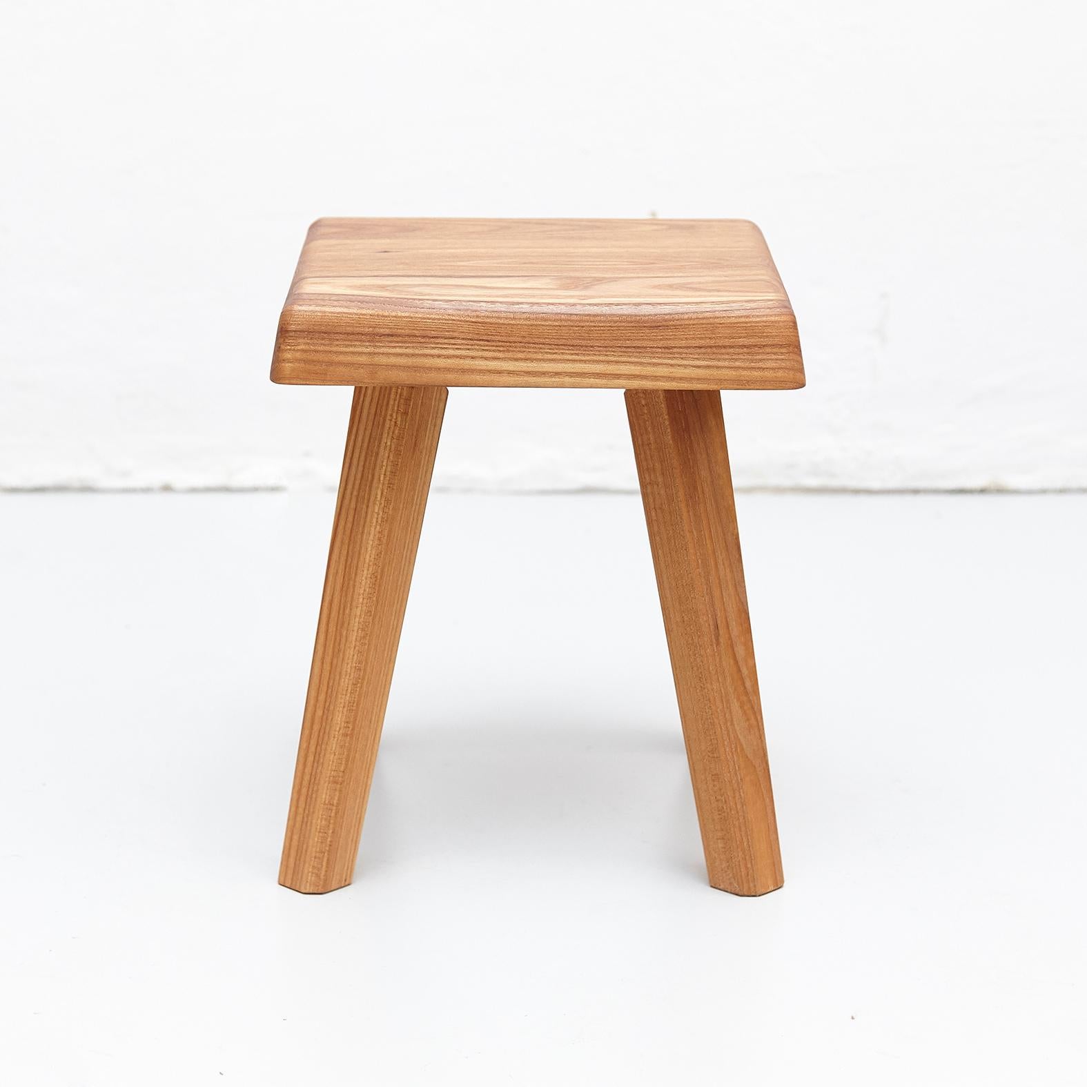 Contemporary Pair of Pierre Chapo Solid Elm Stools