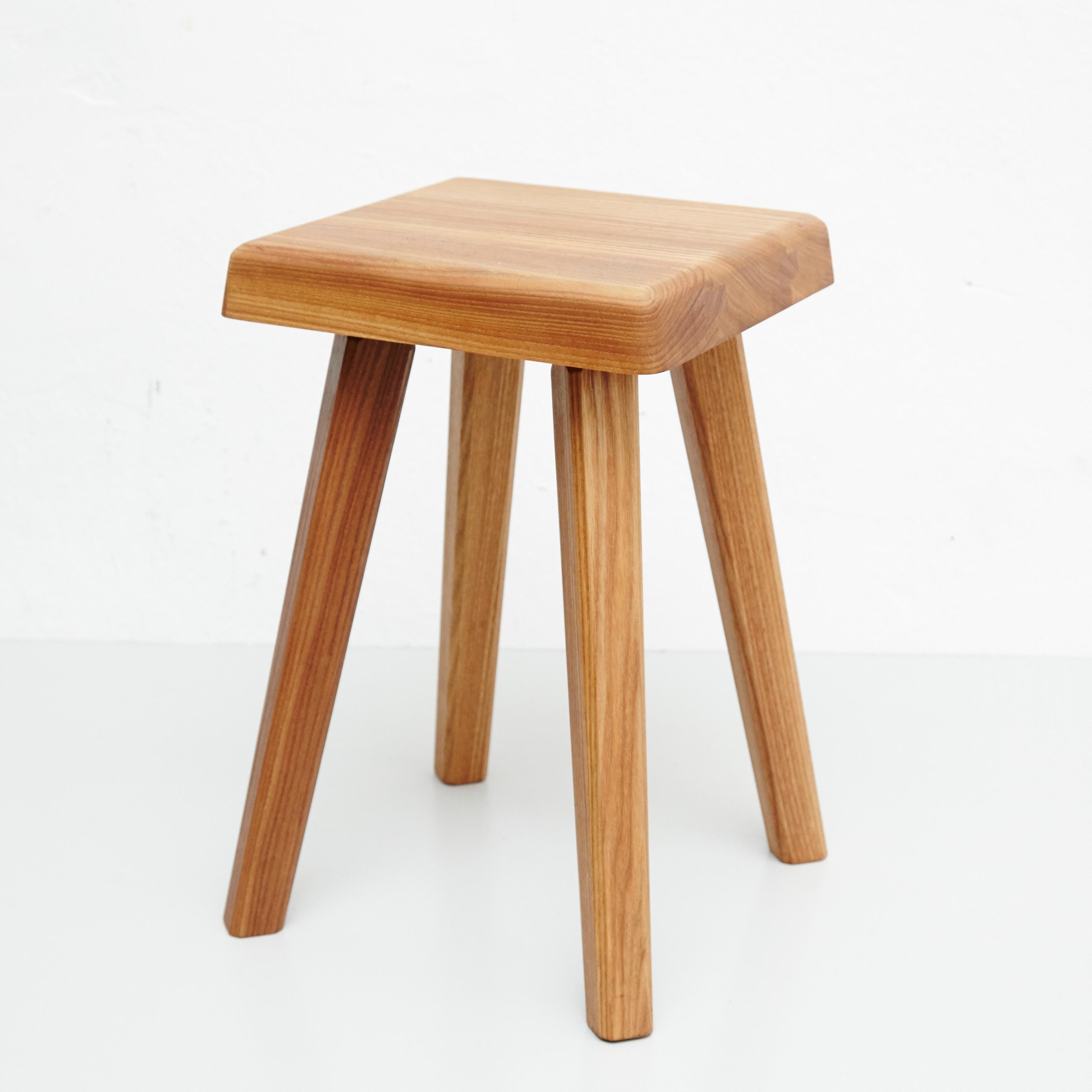 Pair of Pierre Chapo Solid Elm Stools In Good Condition In Barcelona, Barcelona
