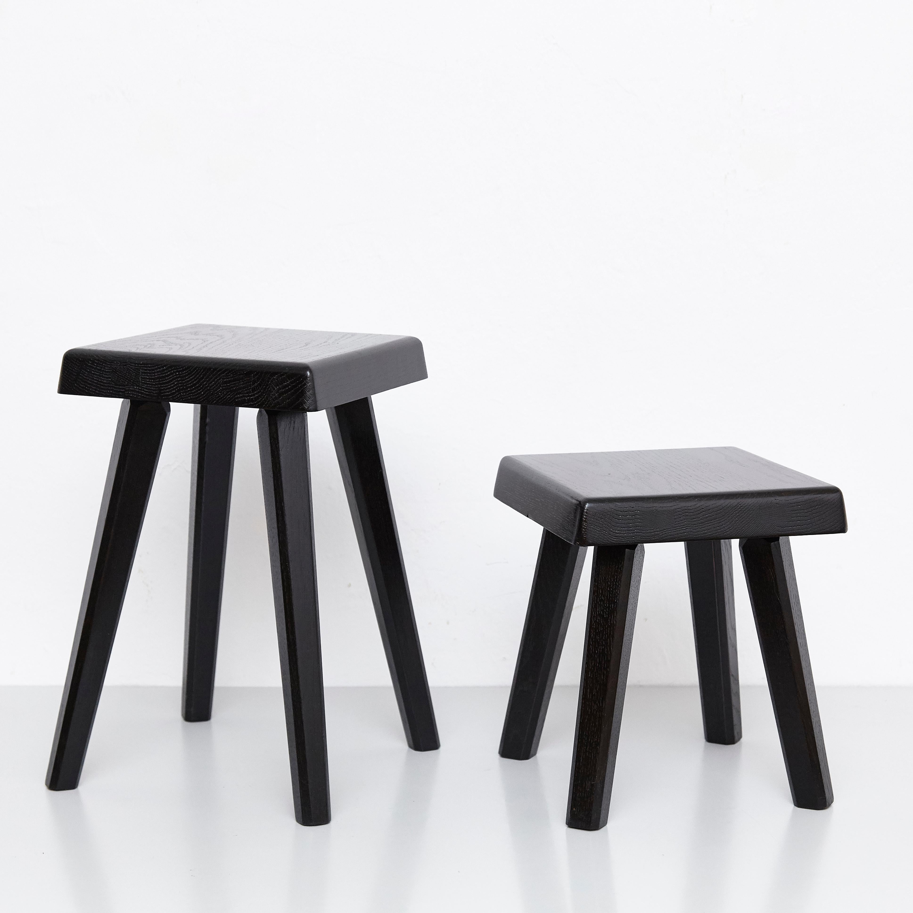 Pair of Pierre Chapo Special Black Edition Stools 3