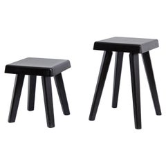 Pair of Pierre Chapo Special Black Edition Stools