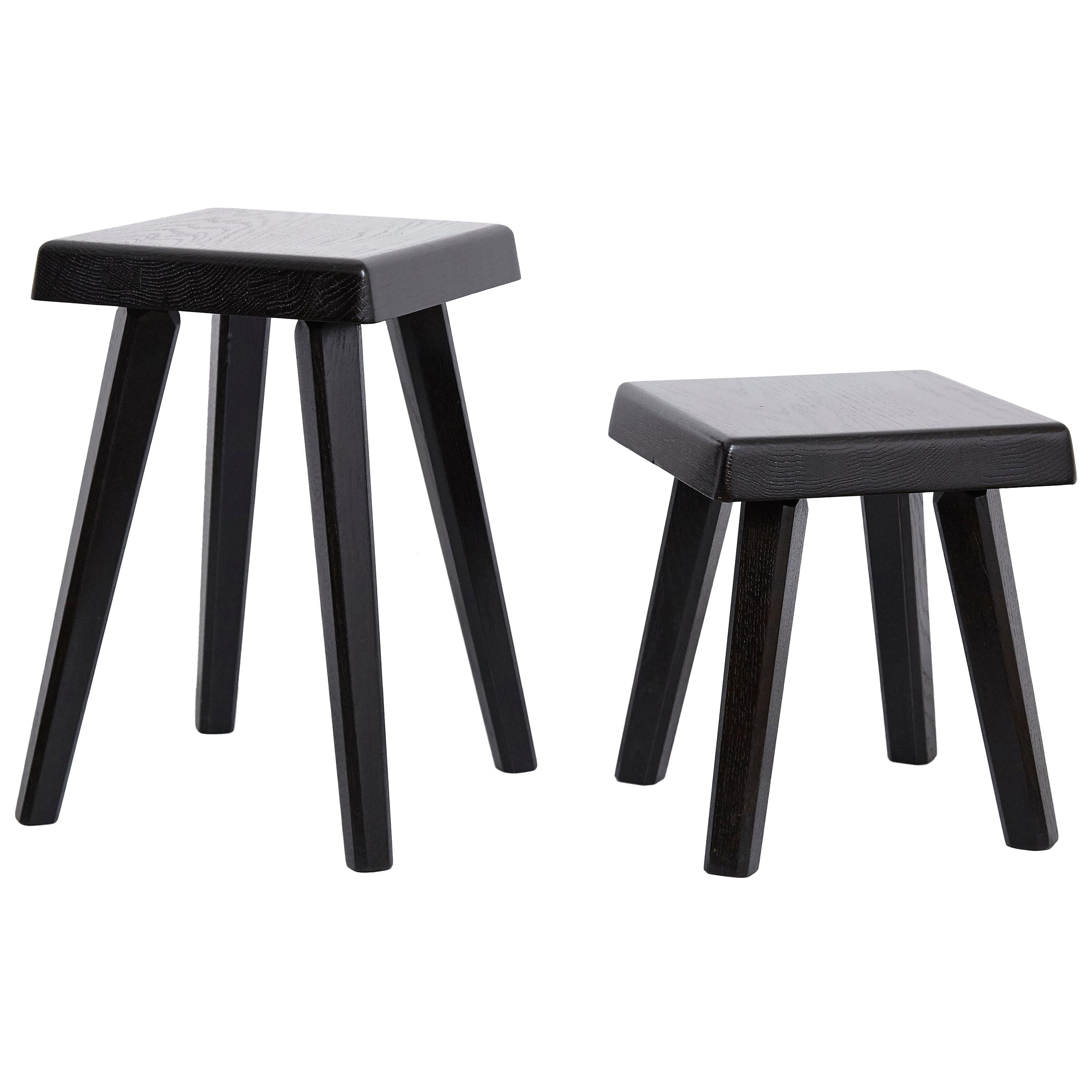 Pair of Pierre Chapo Special Black Edition Stools