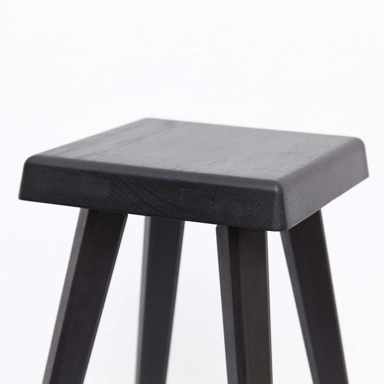 Pair of Pierre Chapo Special Black Wood Edition Stool 4