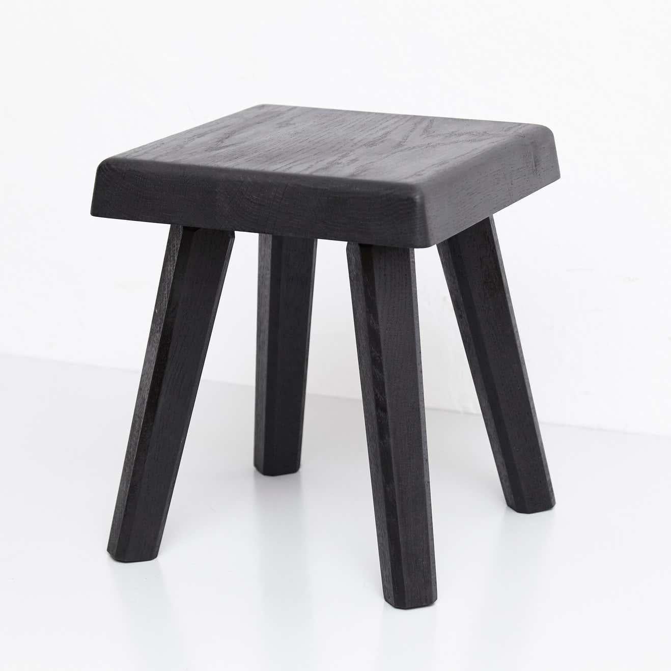 Pair of Pierre Chapo Special Black Wood Edition Stool 5