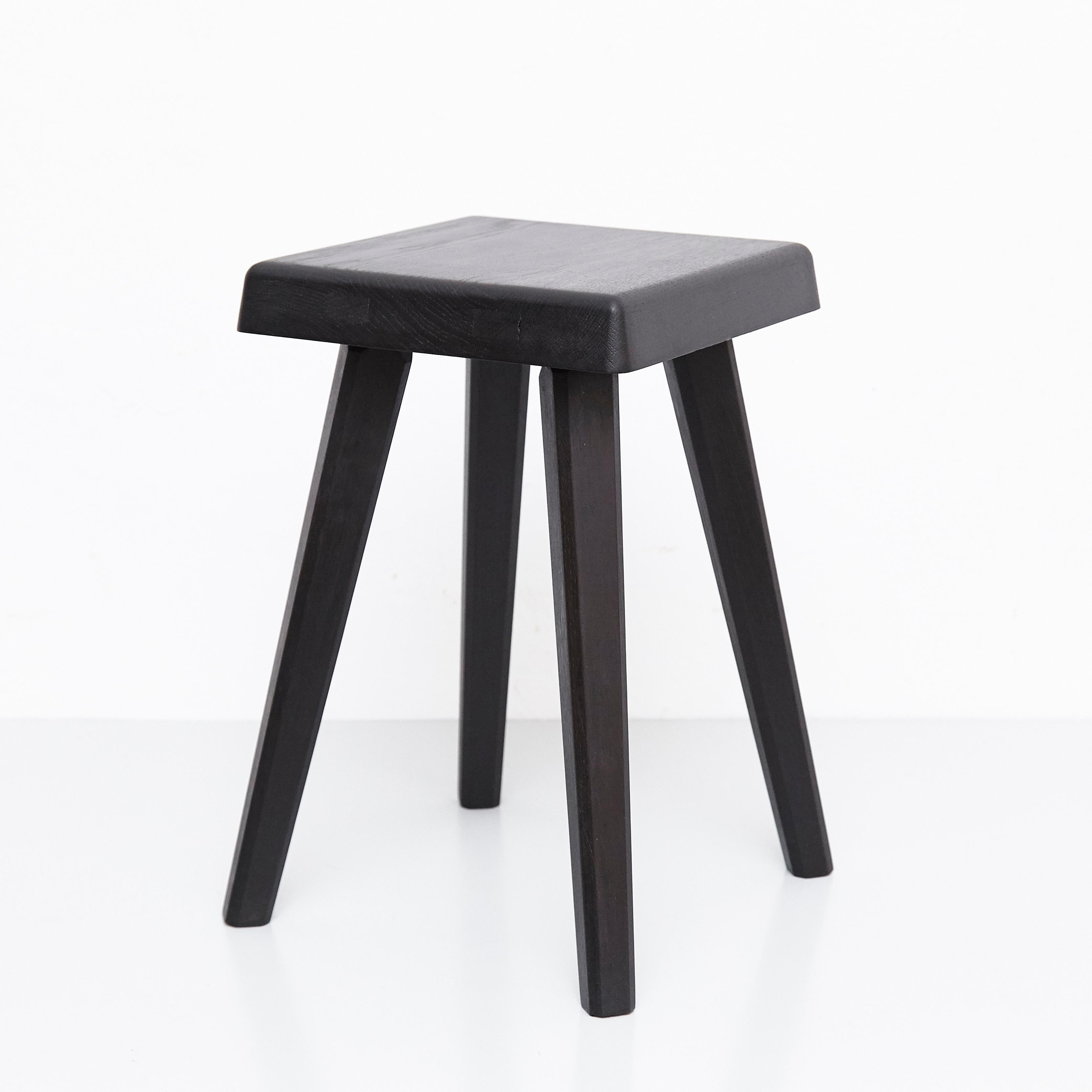 Pair of Pierre Chapo Special Black Wood Edition Stool 7
