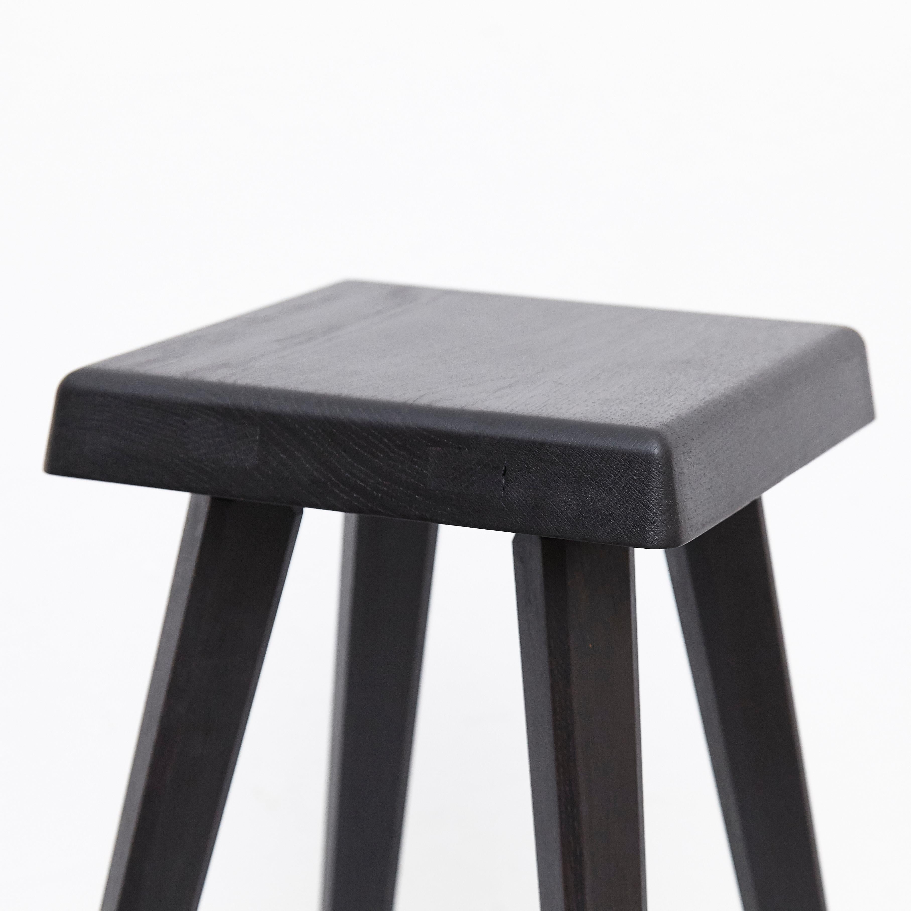 Pair of Pierre Chapo Special Black Wood Edition Stool 13