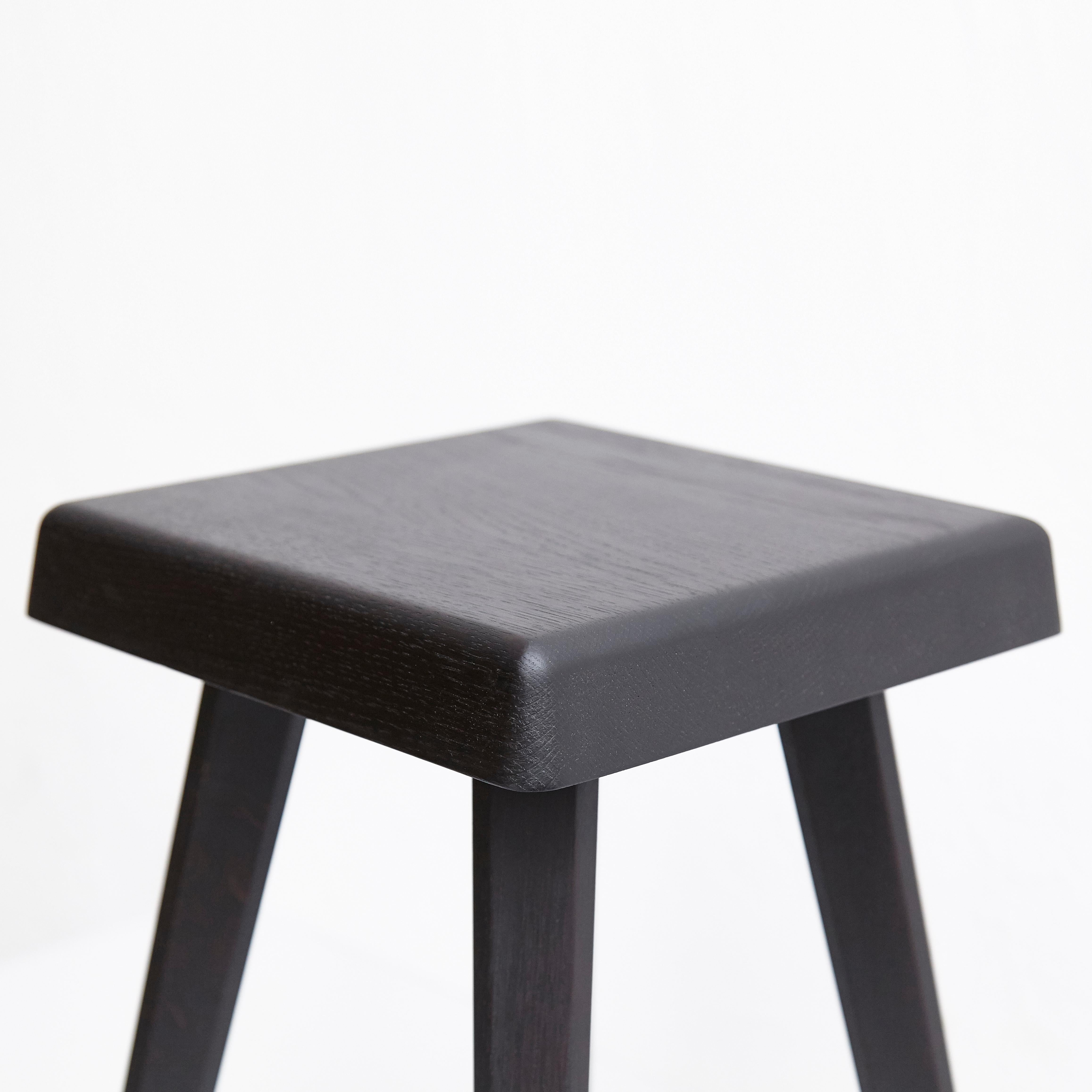 Pair of Pierre Chapo Special Black Wood Edition Stool 14